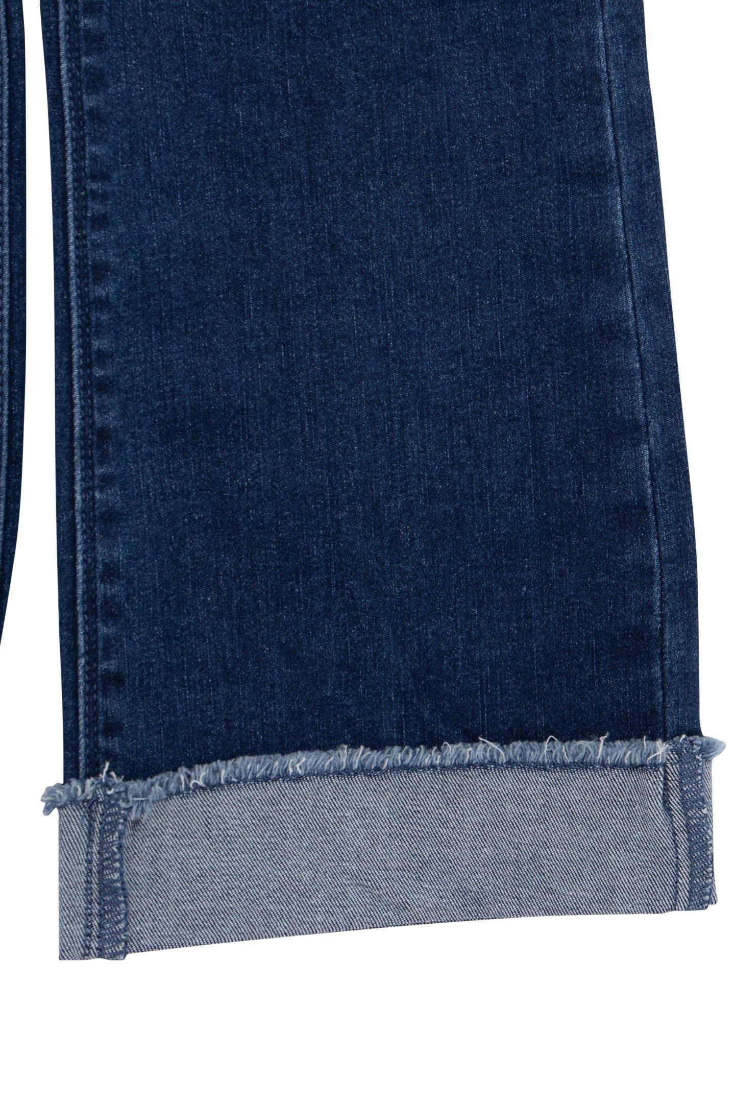 GIRLS’ BLUE WIDE LEG JEANS, FIXED FRINGED TURNED UP CUFFS 6