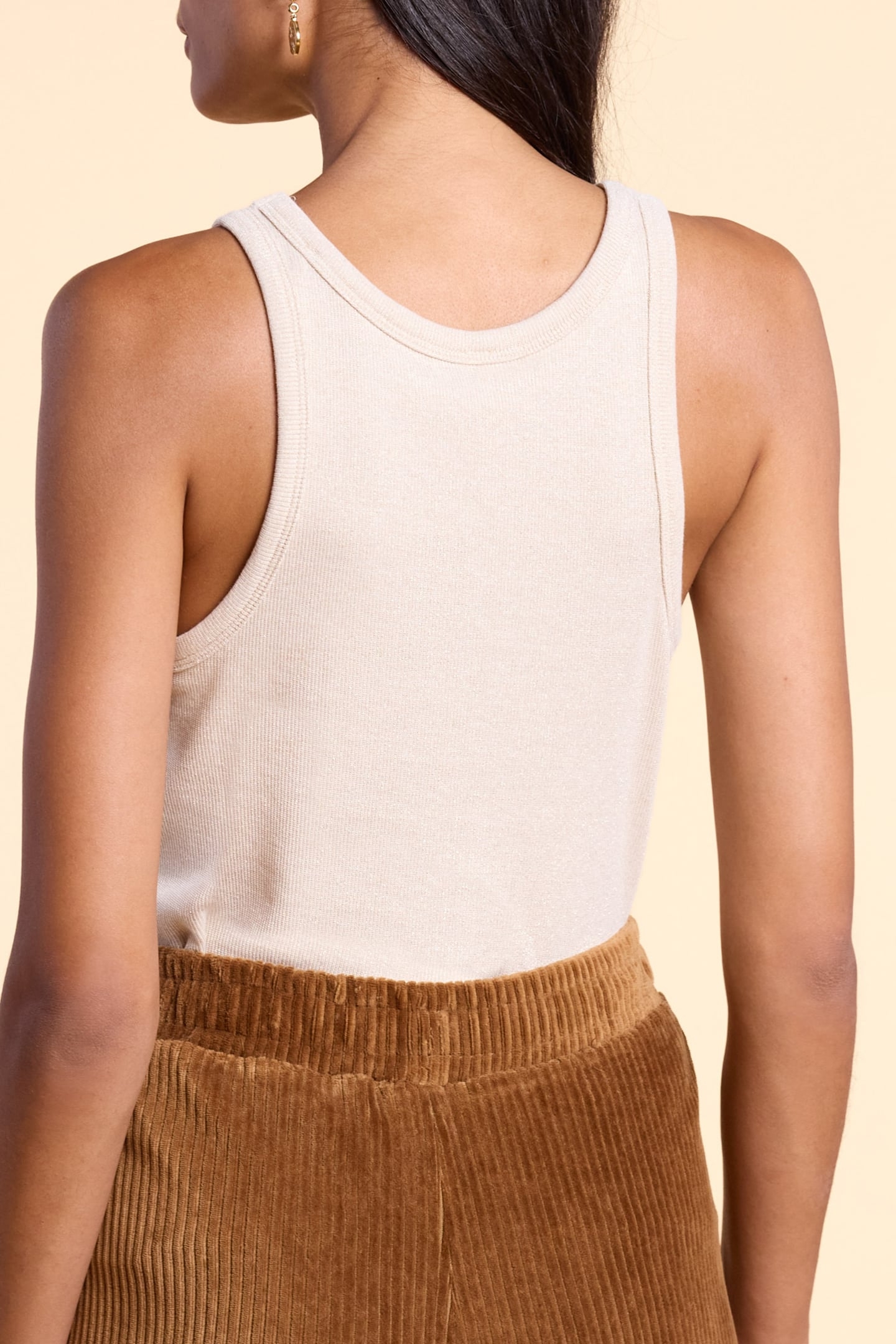 ECRU GOLD GLITTERY KNIT VEST TOP OFF-WHITE 2