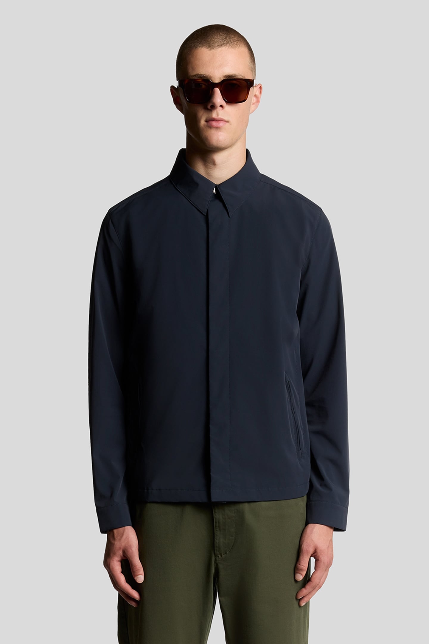 ZIP THROUGH NYLON OVERSHIRT DARK NAVY 1