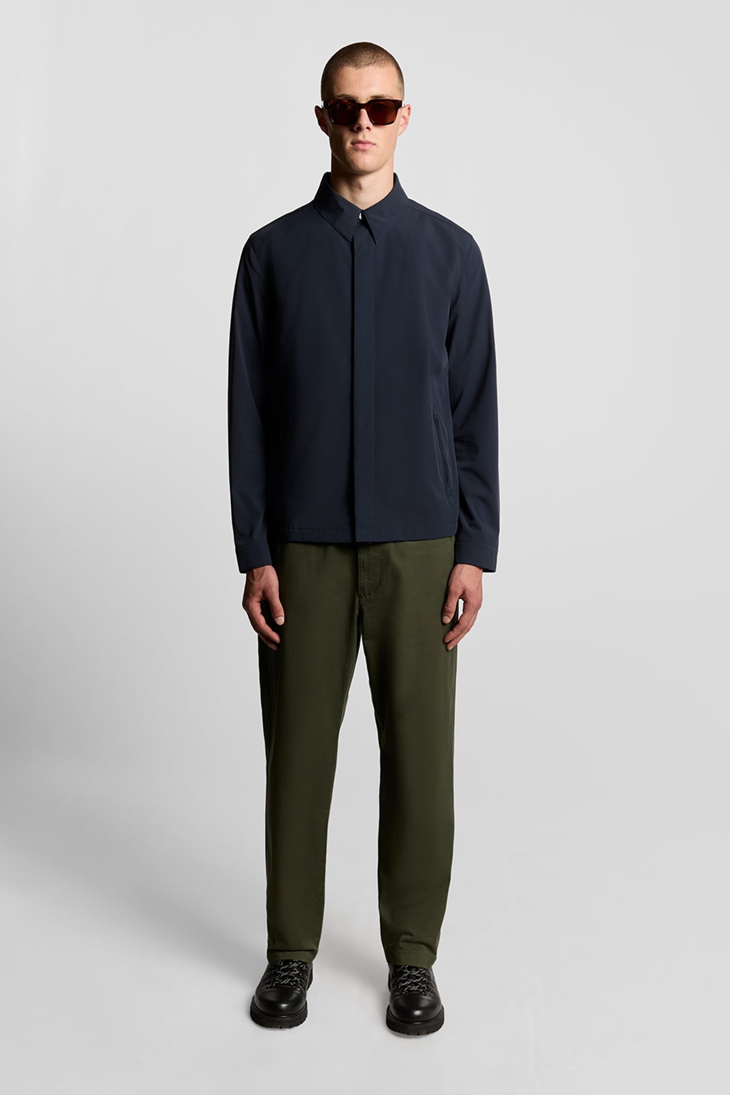 ZIP THROUGH NYLON OVERSHIRT DARK NAVY 3