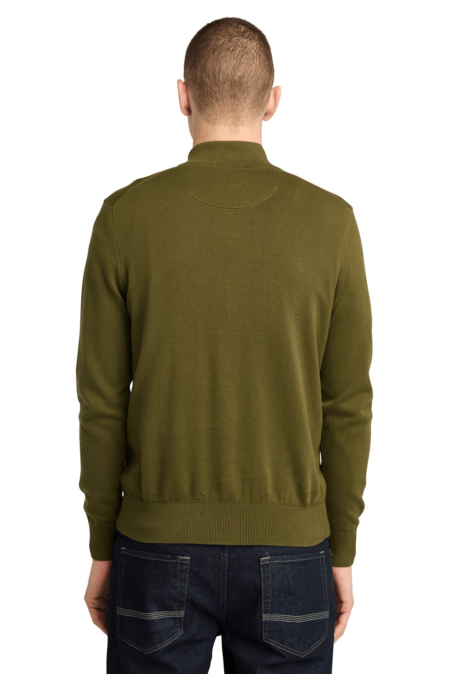 WILLIAMS RIVER COTTON 1/4 ZIP SWEATER DARK OLIVE 2