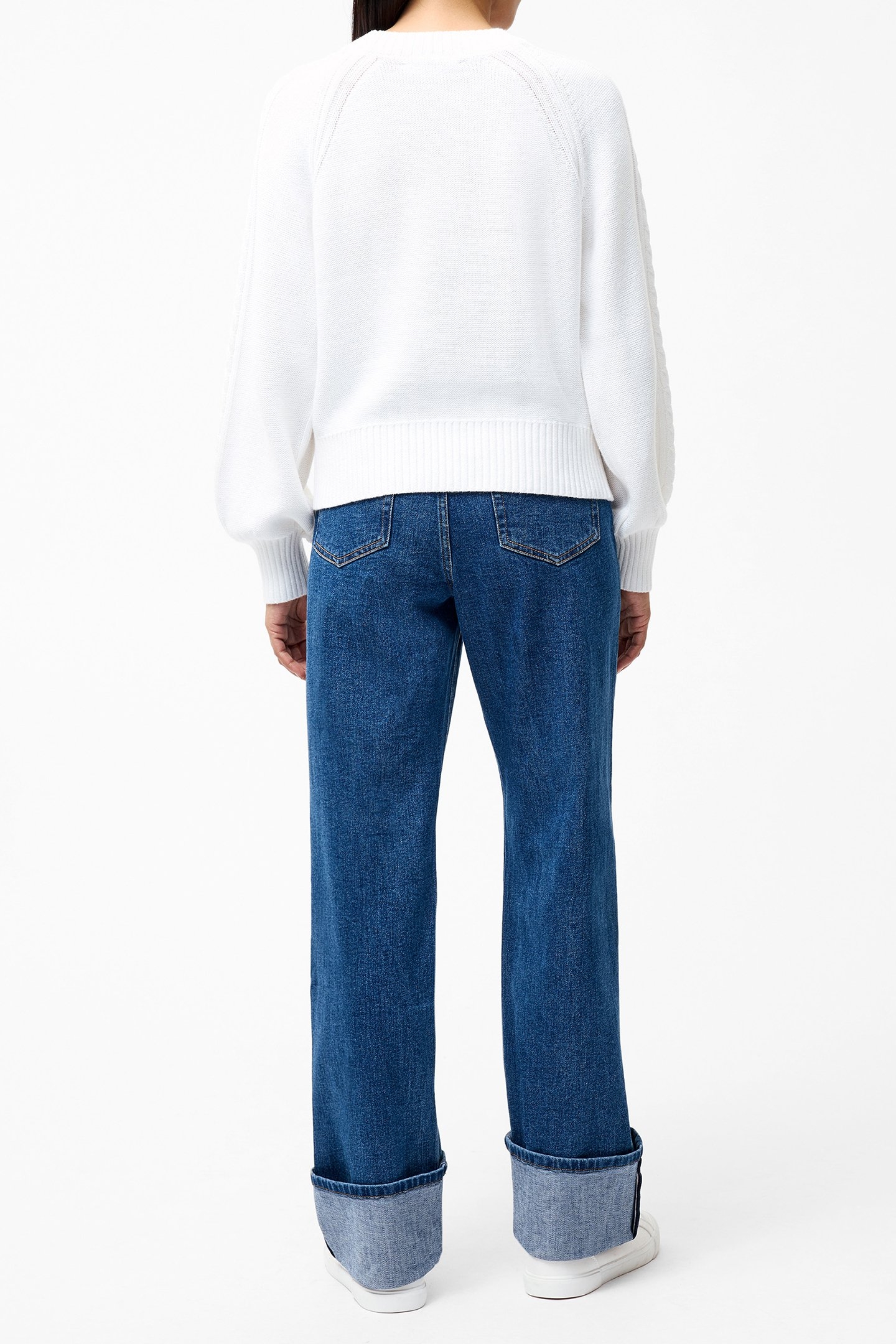 LILY CABLE SLV JUMPER LINEN WHITE 3