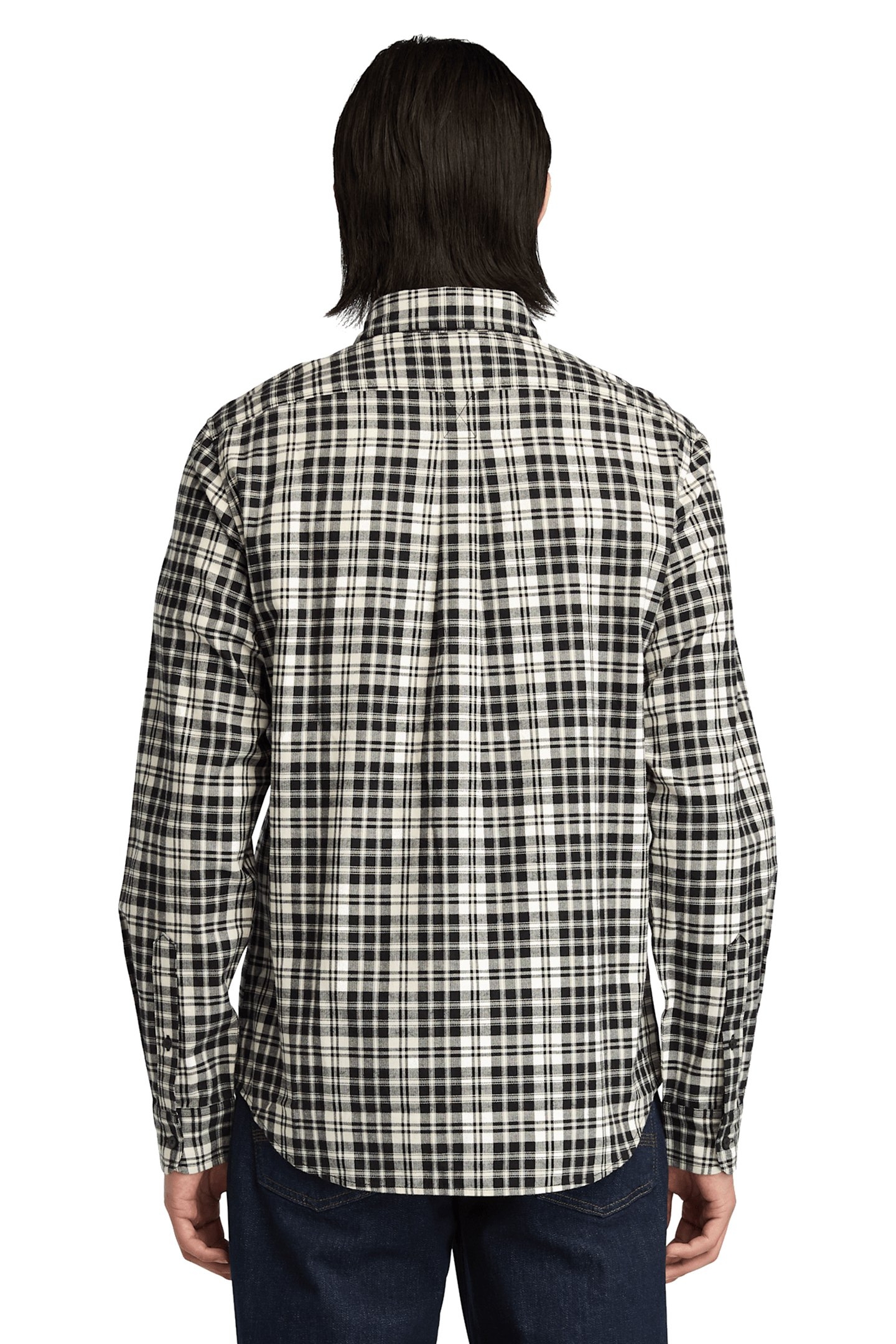 HERRINGBONE FLANNEL PLAID SHIRT BLACK 2