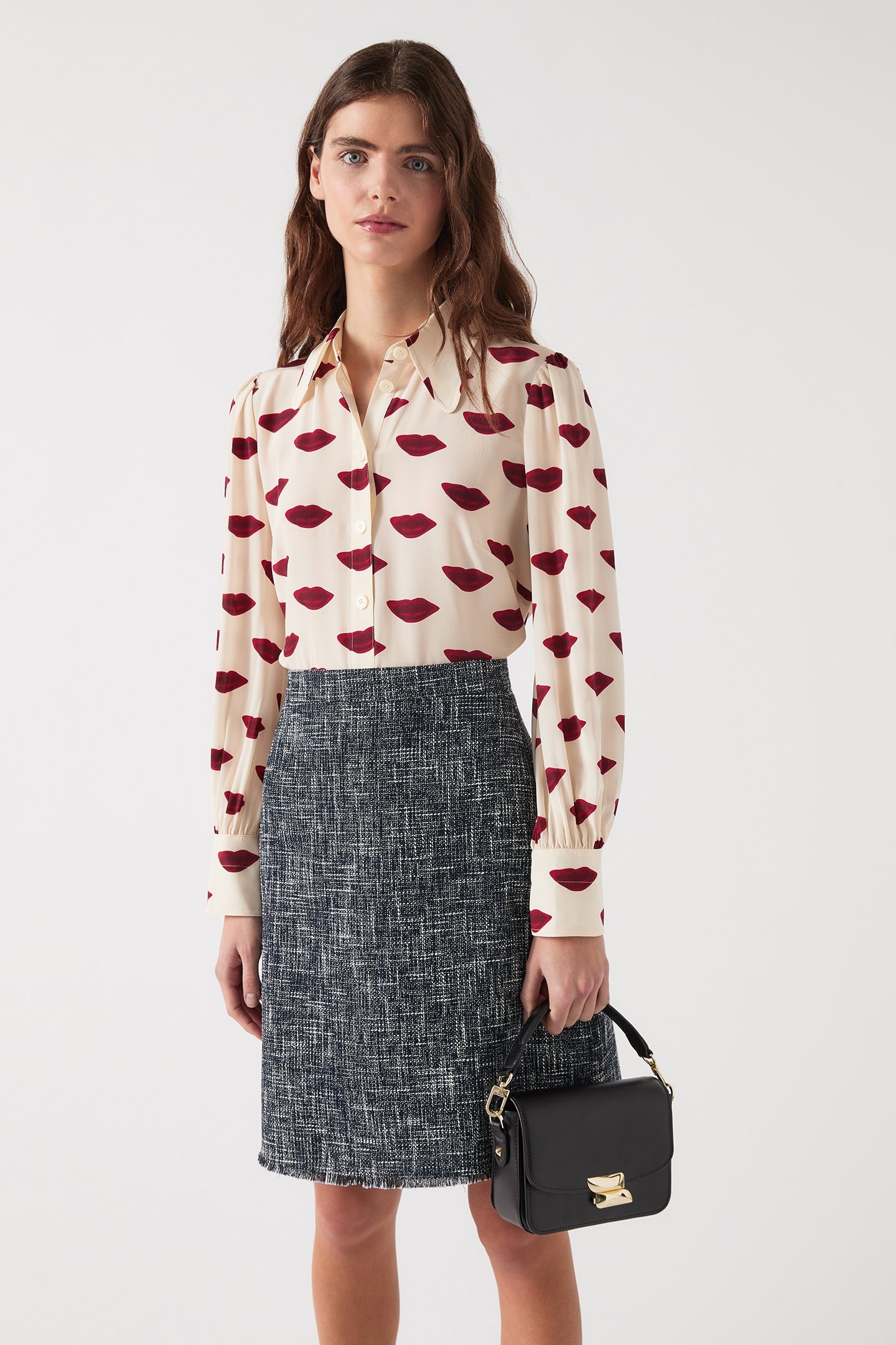 SK SUZIE TWEED HEM SKIRT INDIGO 1