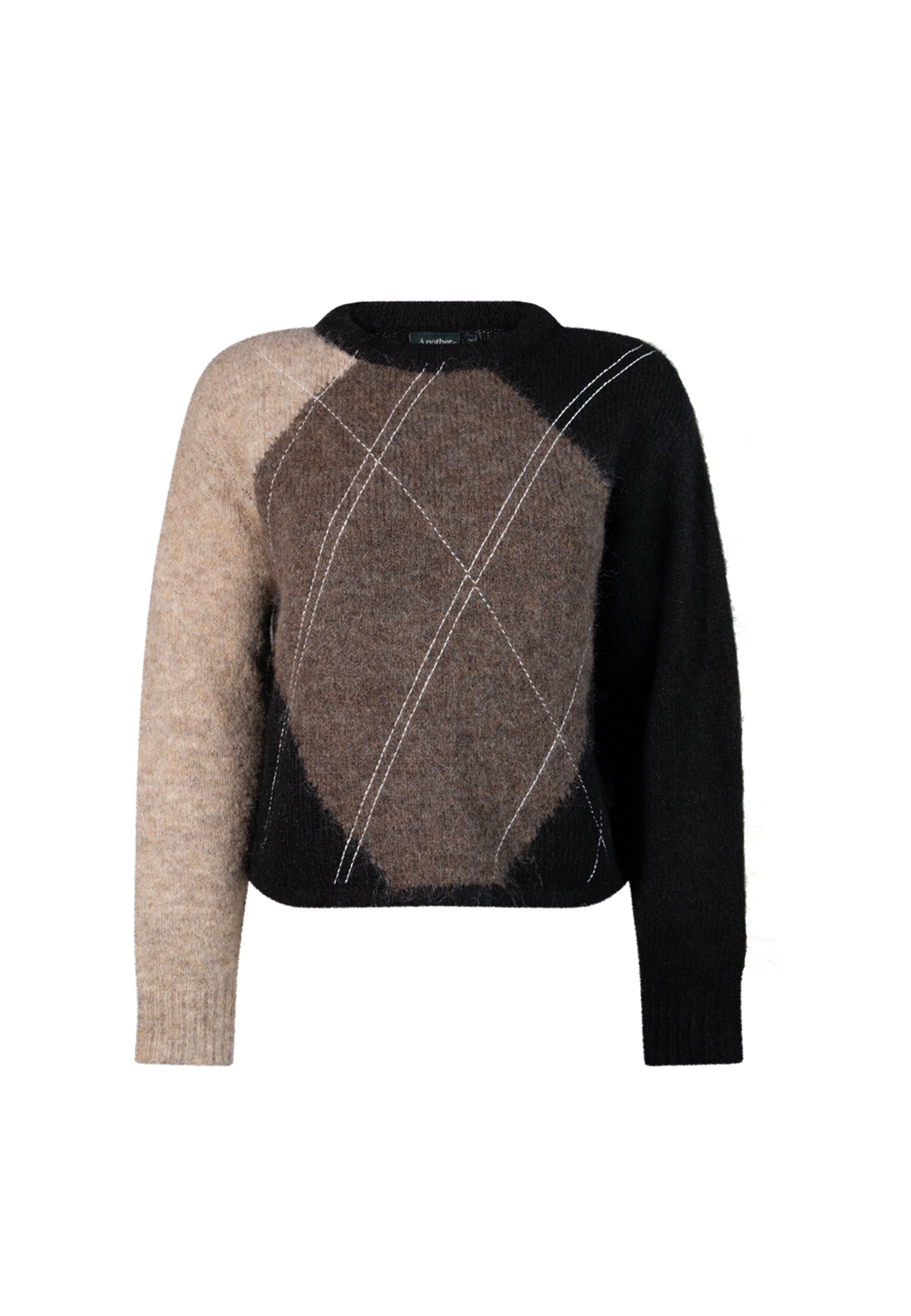 XENNA KNITTED PULL LONG SLEEVE BROWN MULTI COLOUR ARGYLE 2