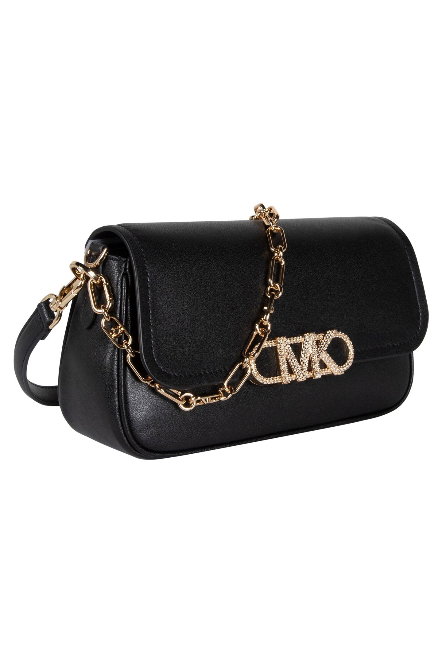 LEATHER CHAIN SHOULDER BAG IN BLACK 4