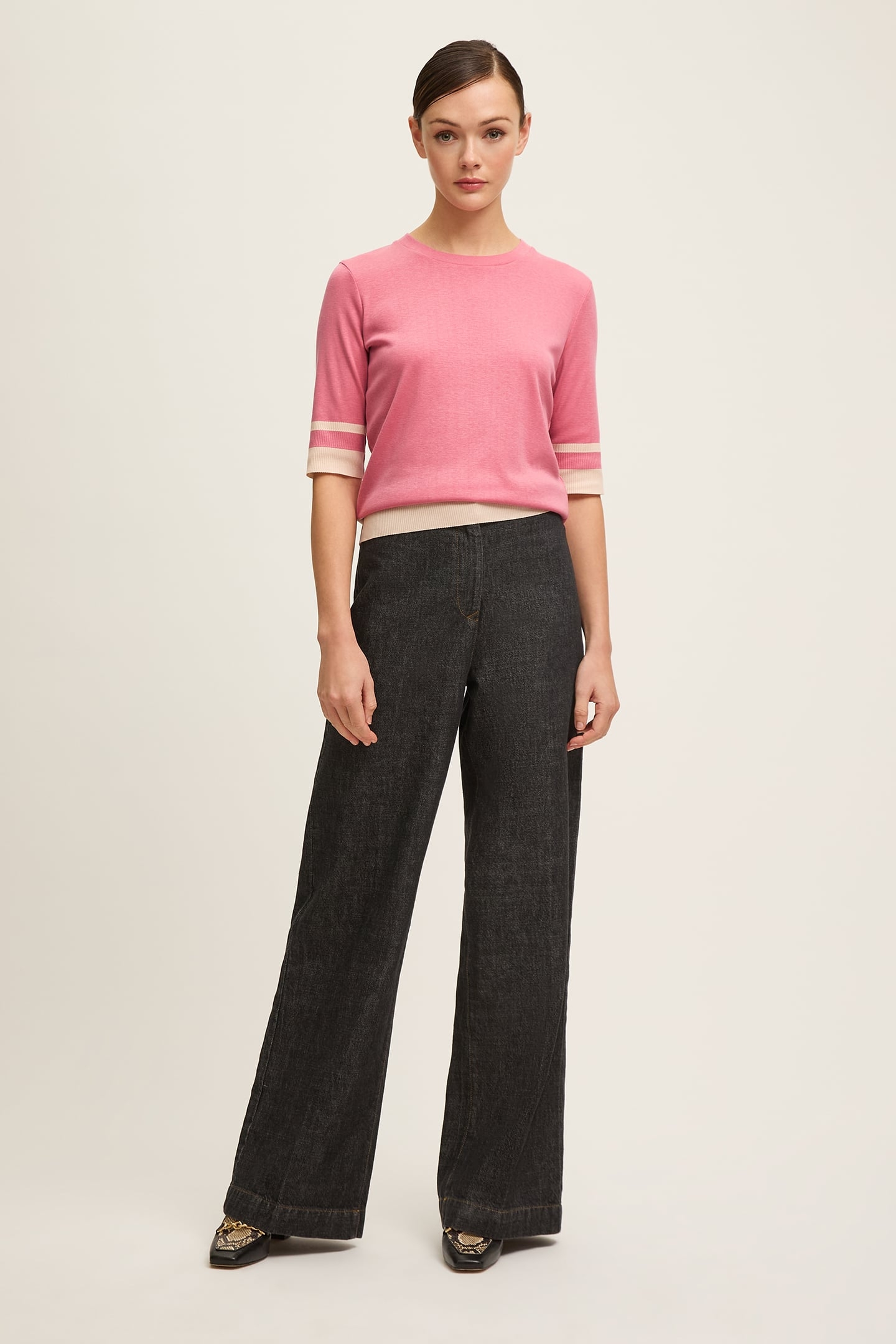 TJ MICHA STRIPE TOP PINK 1