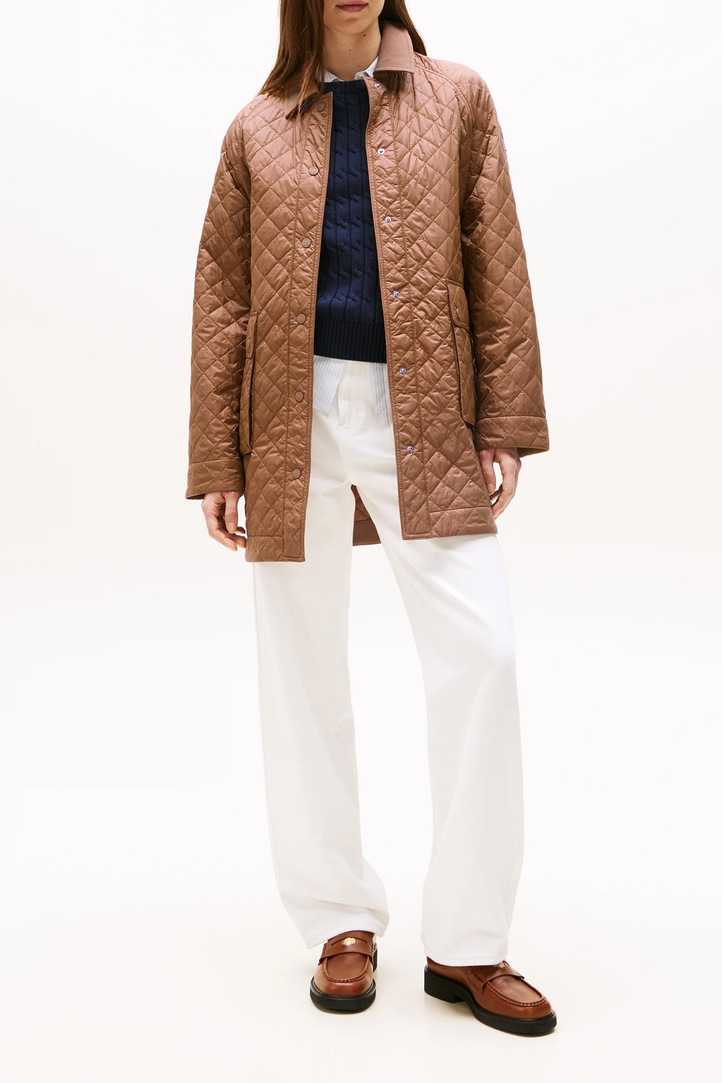 PADDED NYLON QUILTED COAT HICKORY 1