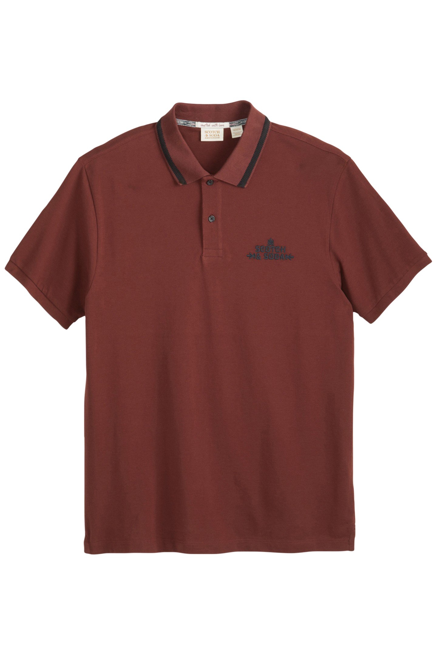 PIQUE SS POLO BROWN/RED 3