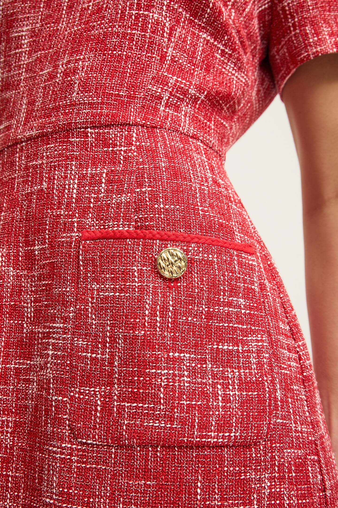 DR ALEXA TWEED MINI DRESS RED 4