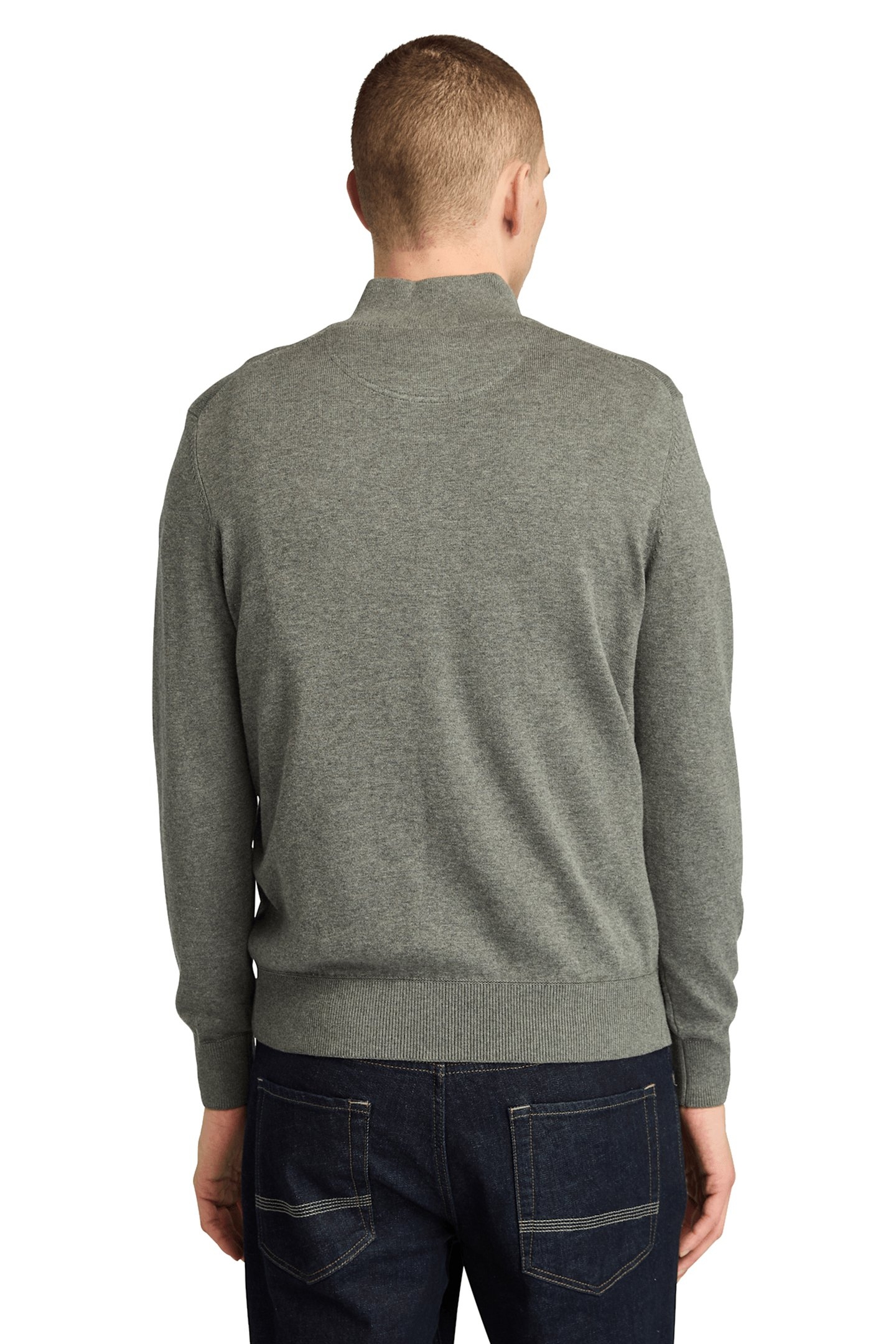 WILLIAMS RIVER COTTON 1/4 ZIP SWEATER DARK GREY HEATHER 2