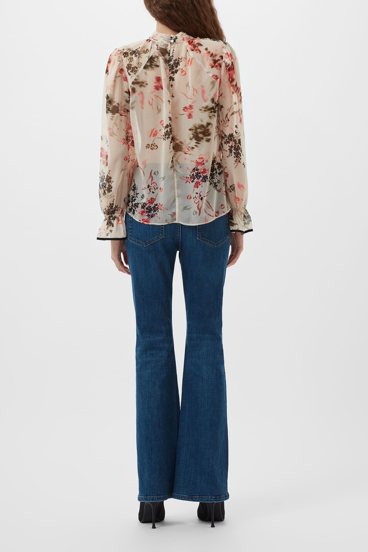 HALLIE CRINKLE CONTRAST TOP CREAM/SCARLET RED MU 2