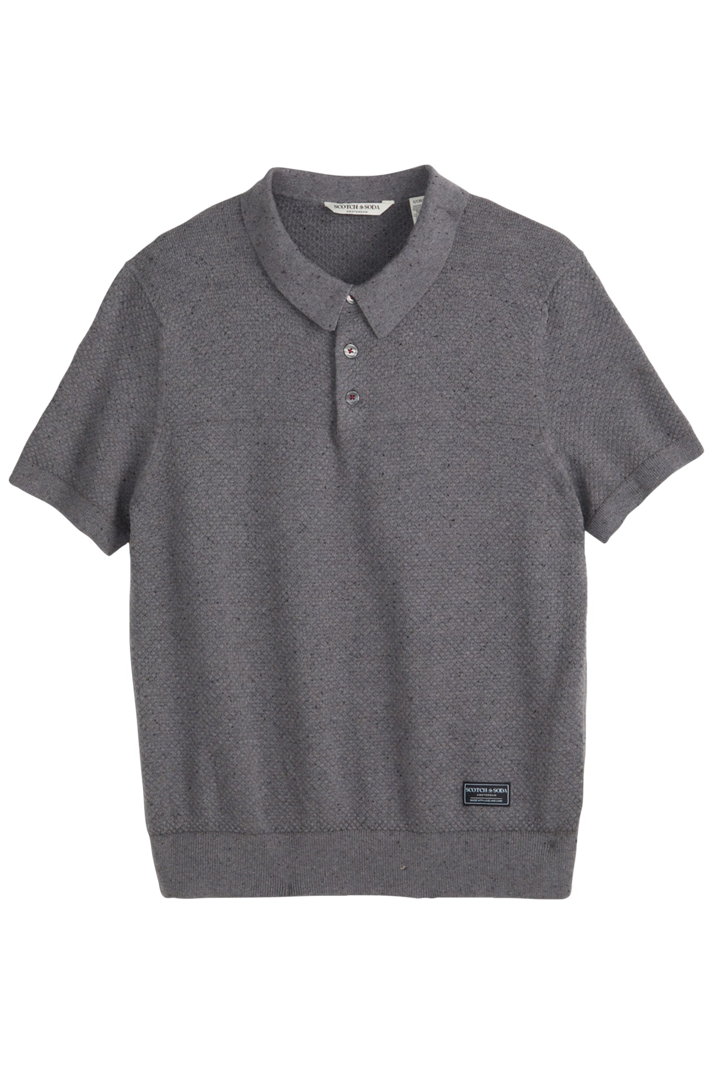 SS NEPS TEXTURE STITCH POLO SWEATER DARK GREY 1
