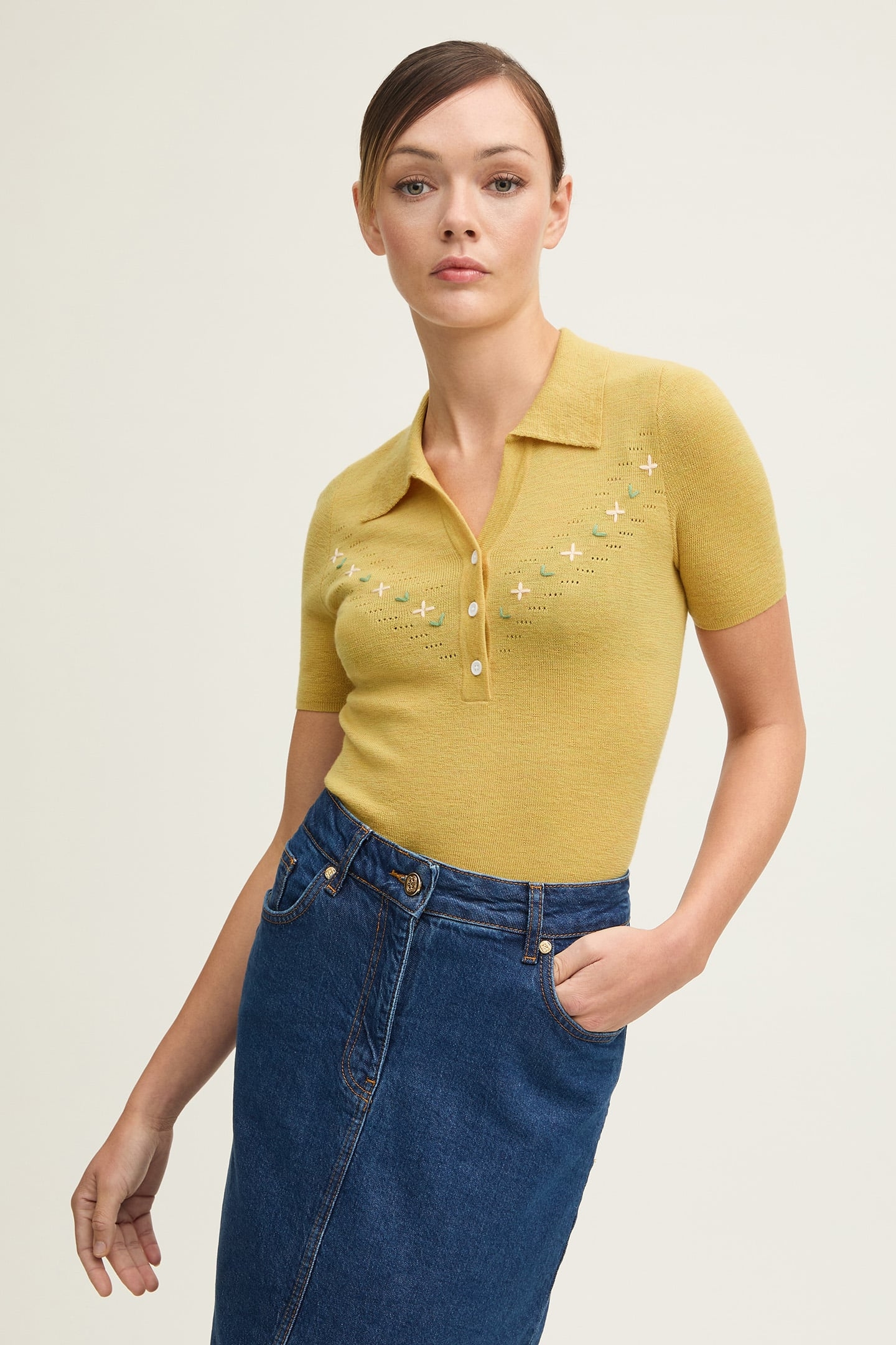 TK FIONA FLORAL KNIT TOP YELLOW 1