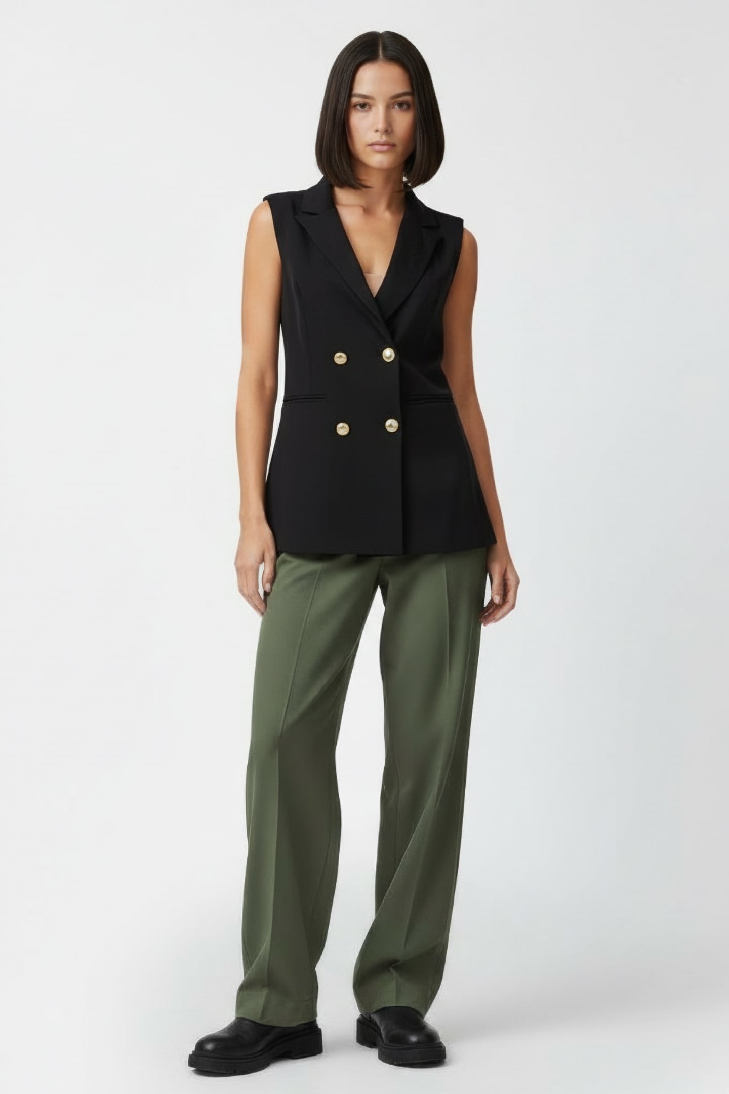 SLEEK TAILORED DB WAISTCOAT BLACK 1