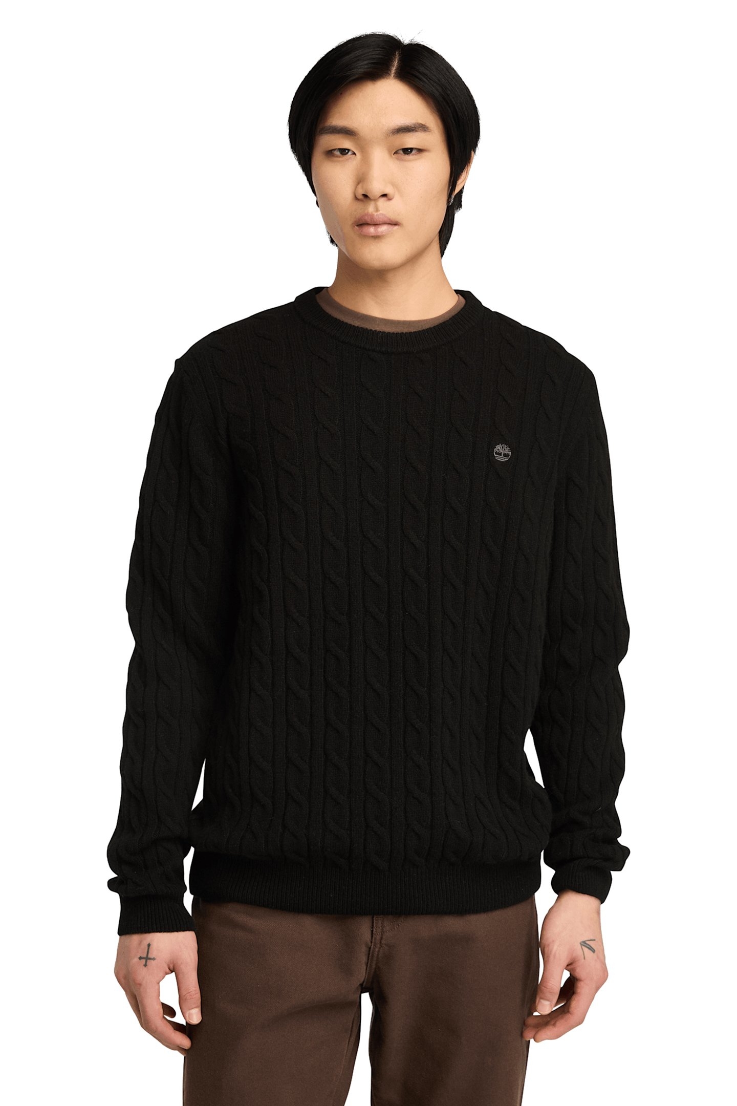 PHILLIPS BROOK CABLE CREW NECK SWEATER BLACK 1