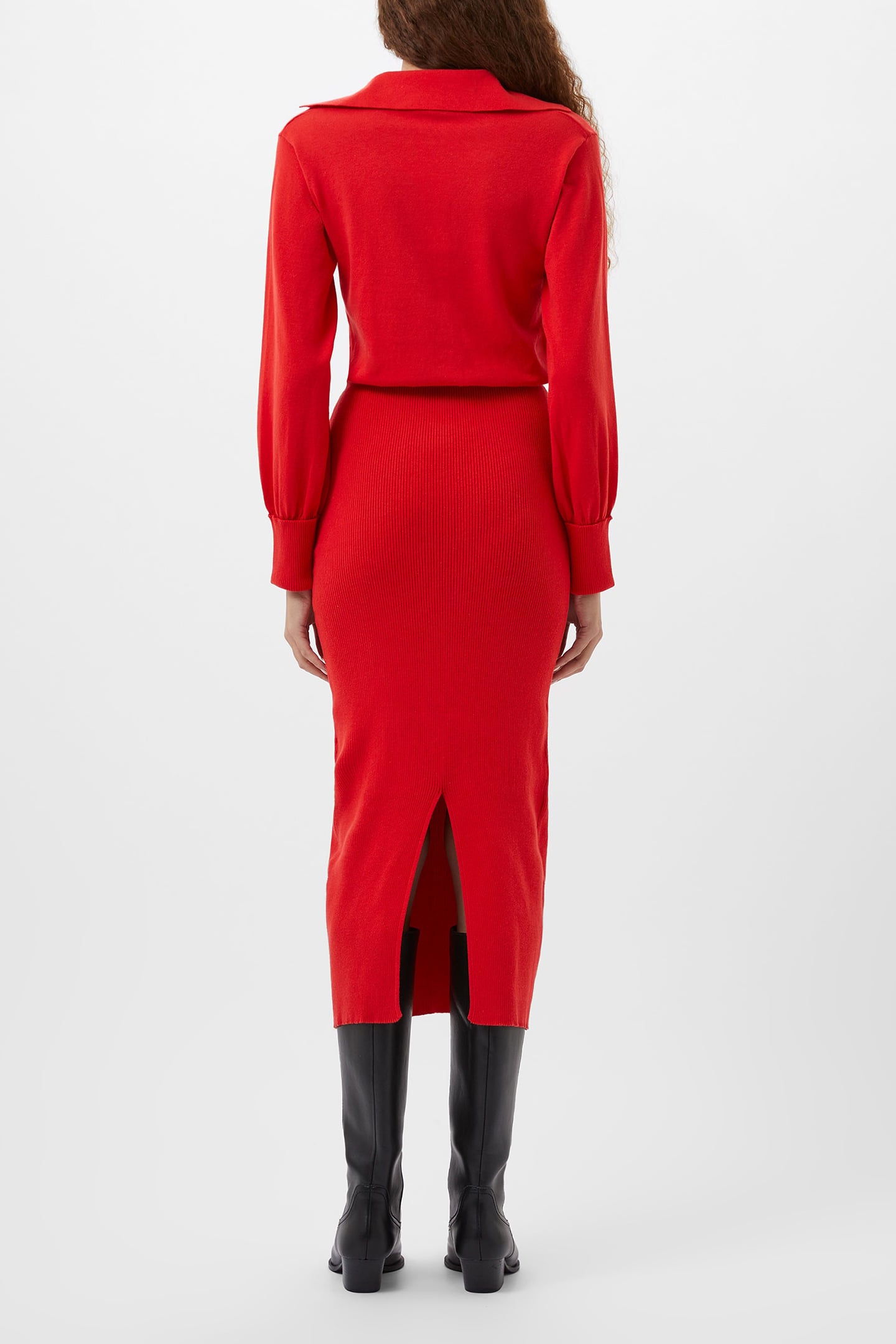 MOZZA COLLARED MIDI DRESS SCARLET RED 2