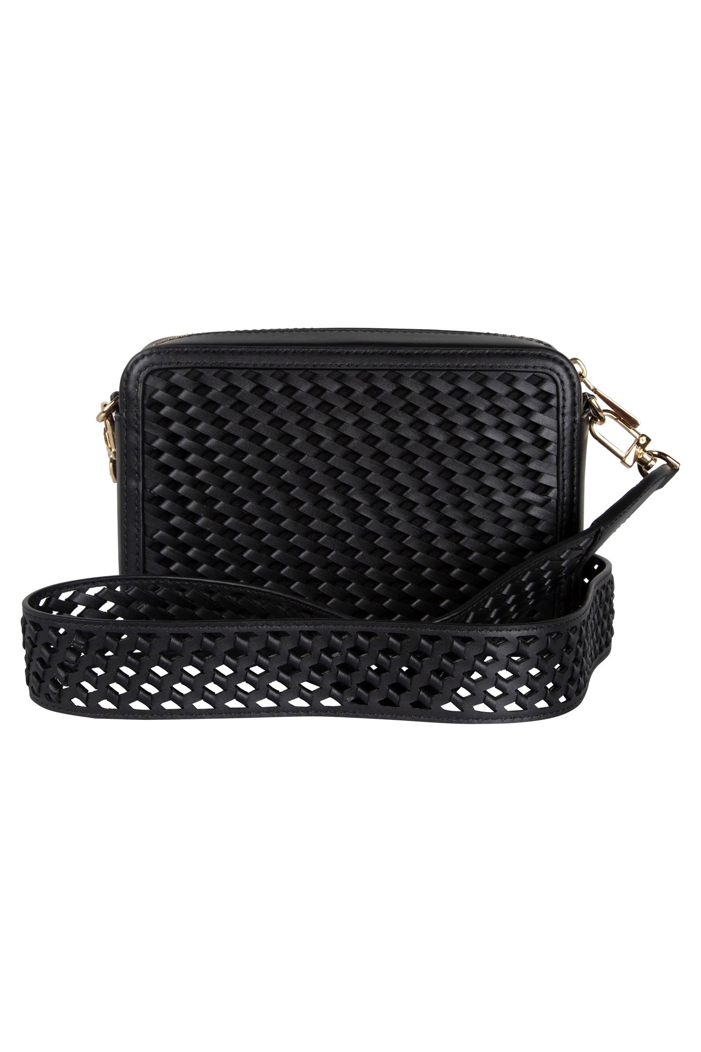 LEATHER CAMERA CROSS BODY BAG IN BLACK 3