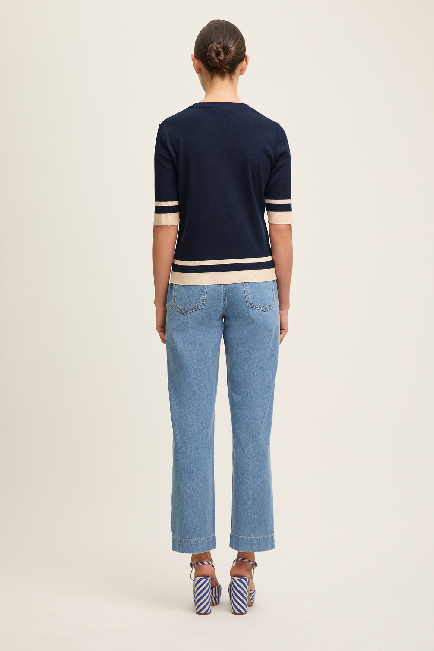 TJ MICHA STRIPE TOP NAVY/IVORY 4