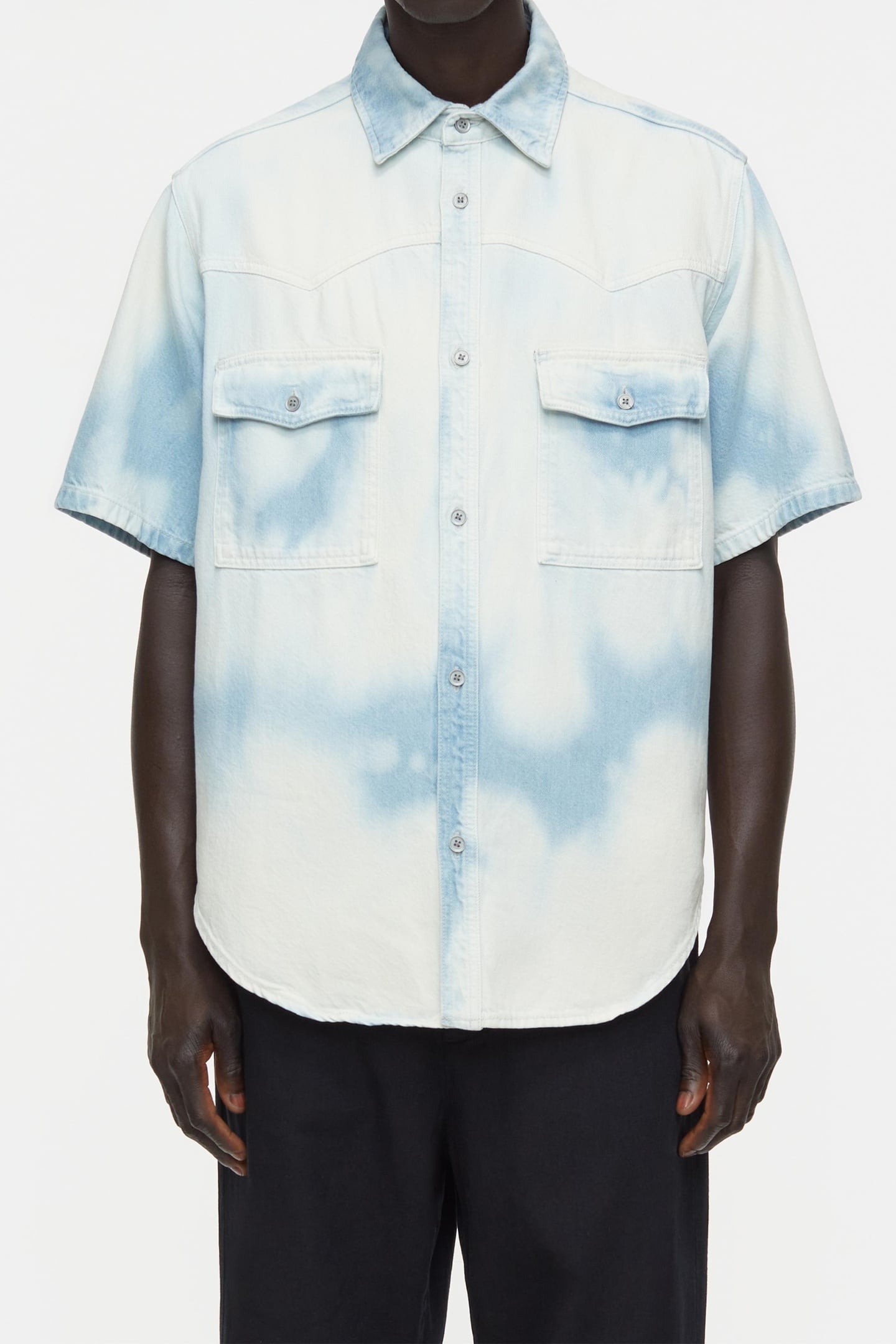 SHORT SLEEVE WESTERN SHIRT LIGHT BLUE 2