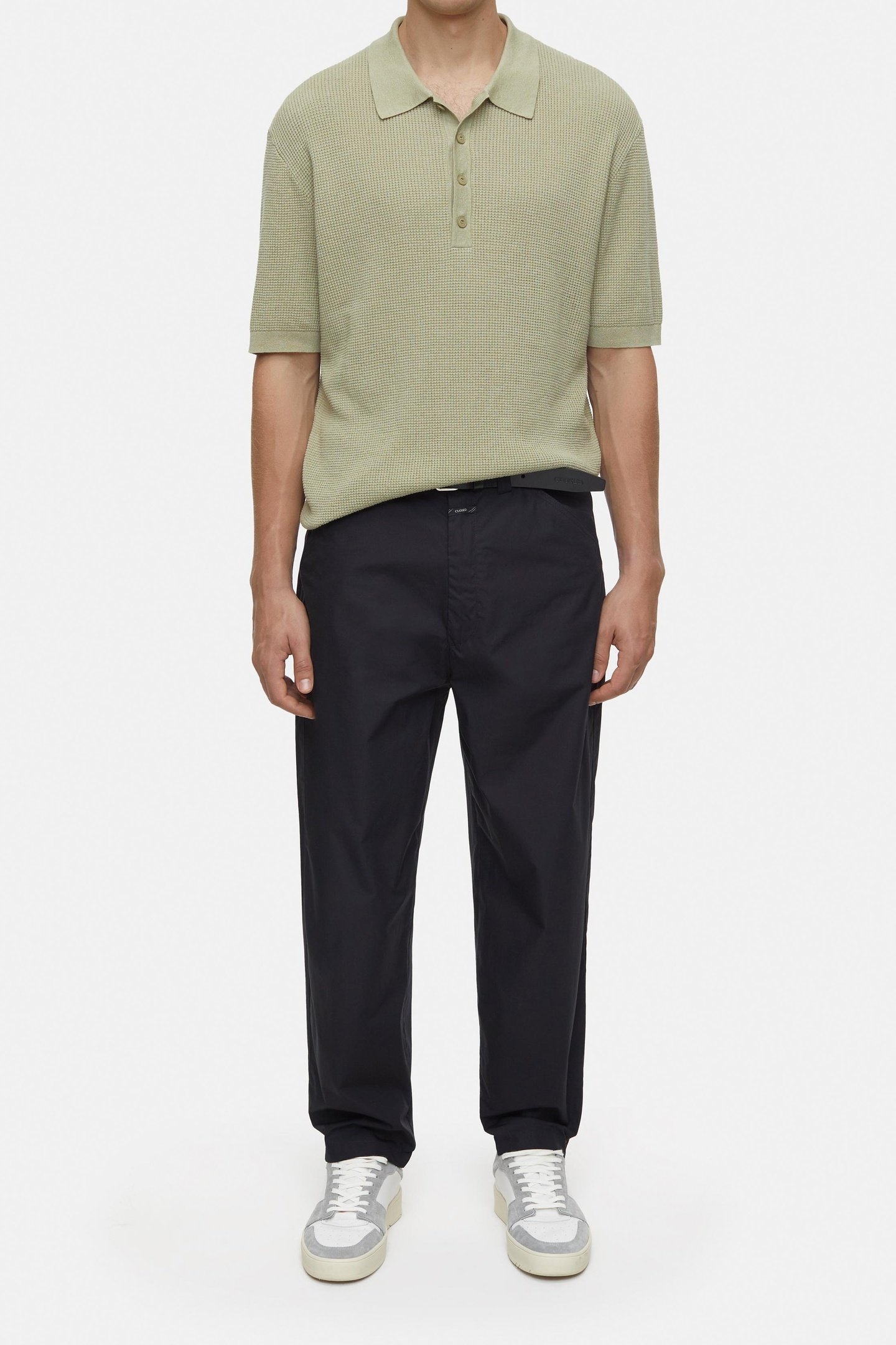 SHORT SLEEVE POLO KNITS SAGE TEA 1