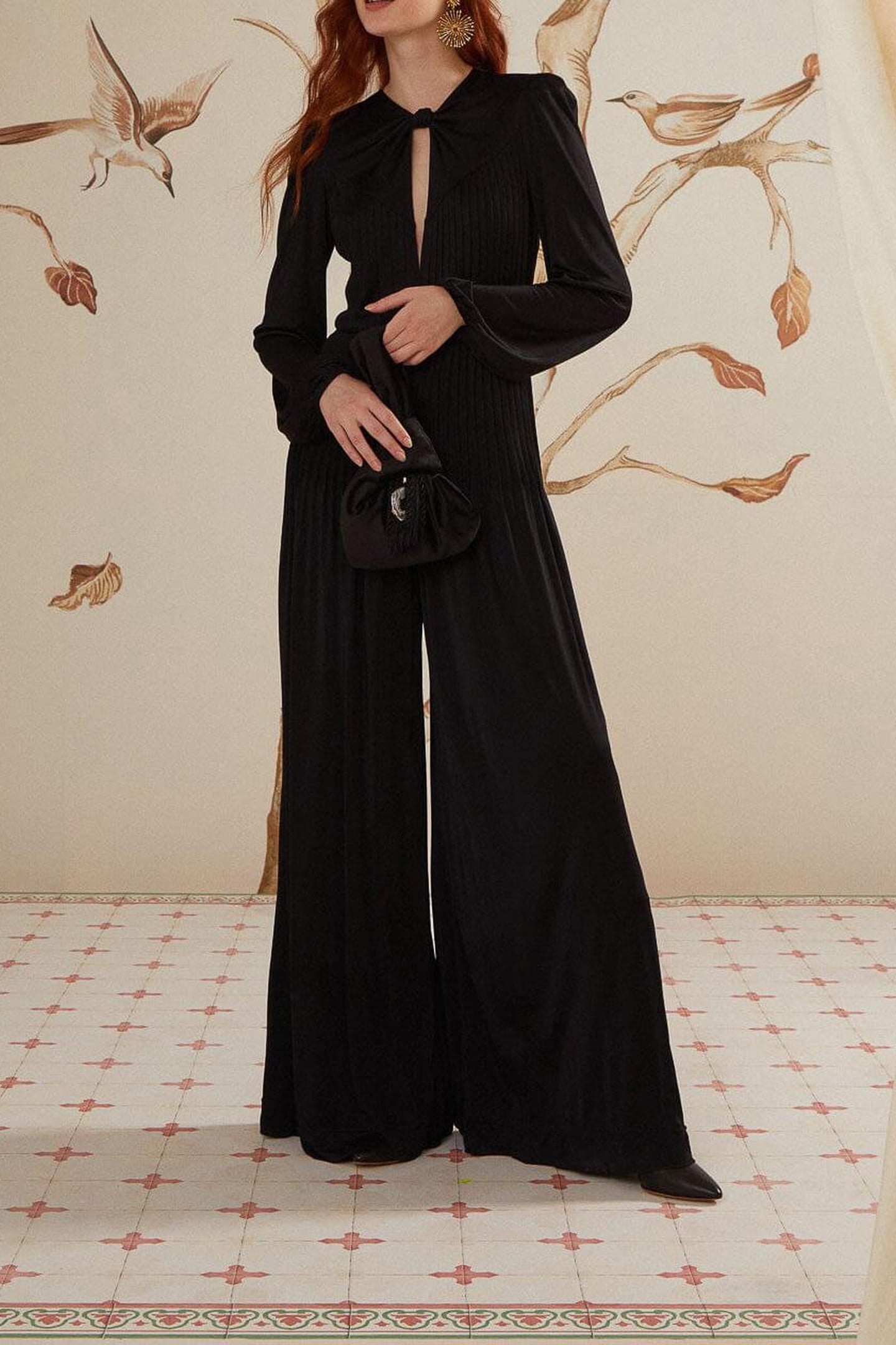 BLACK LONG SLEEVE KNOT JUMPSUIT 2