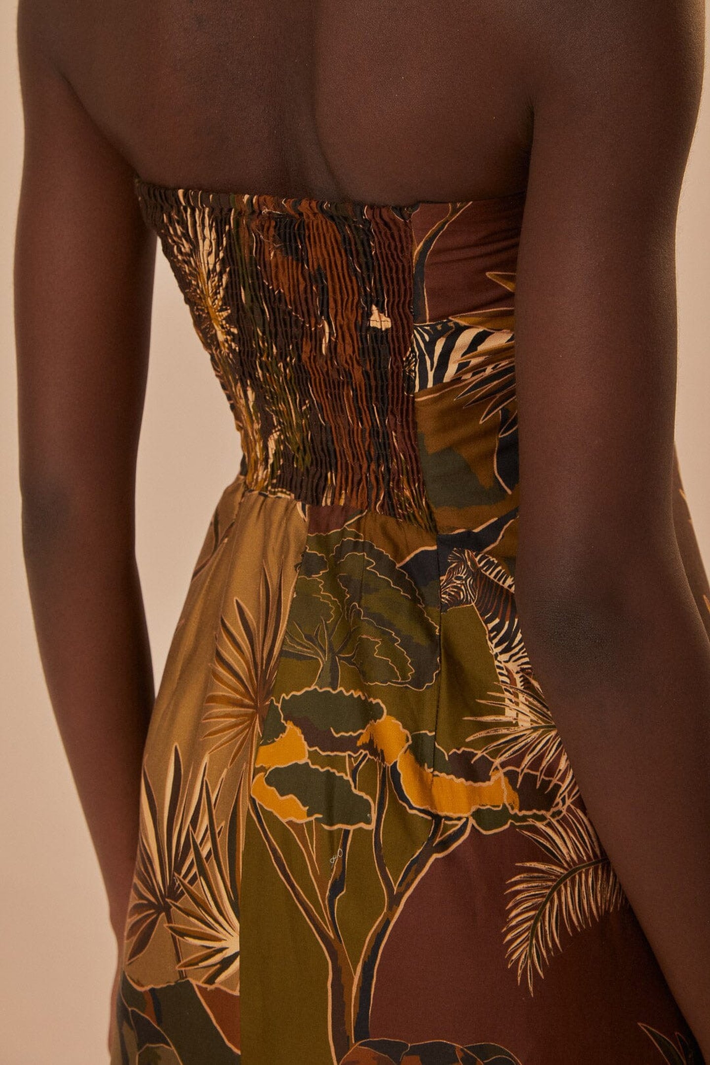 SAVANA DREAM CARAMEL STRAPLESS BUTTONNED MIDI DRES 3