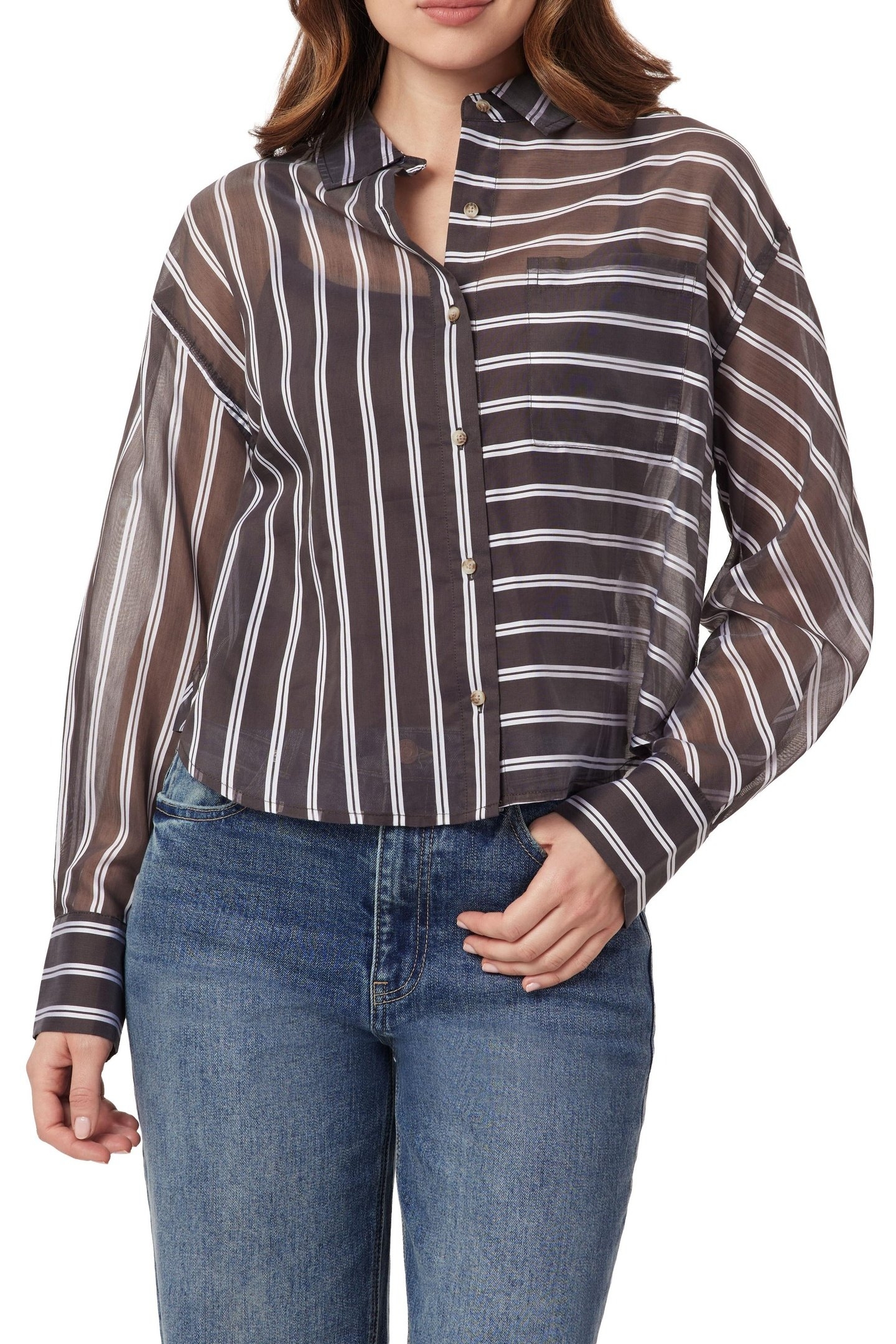 CROPPED SHIRT BROWN STRIPE 1