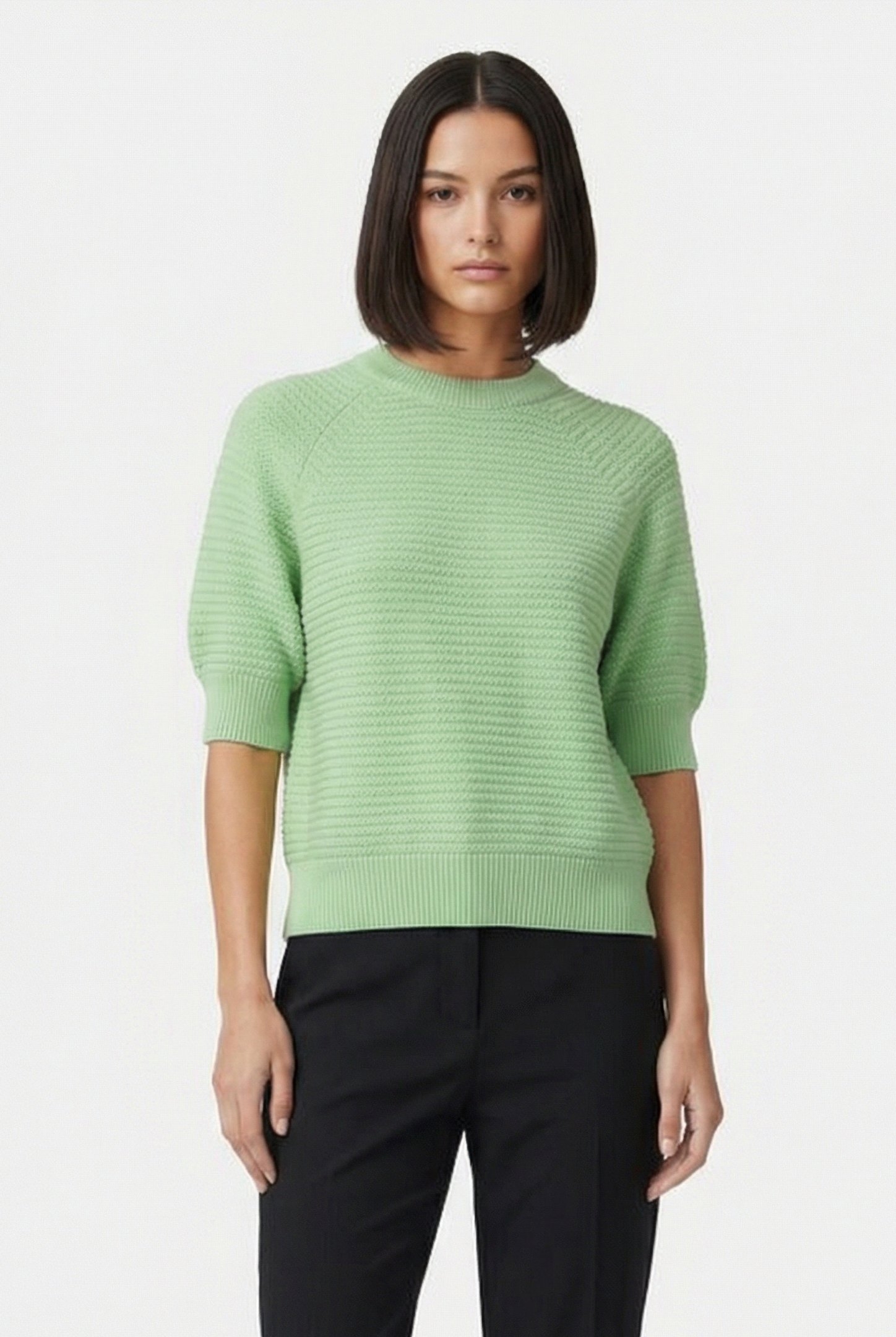 LILY SS HIGH NECK TOP APPLE GREEN 1