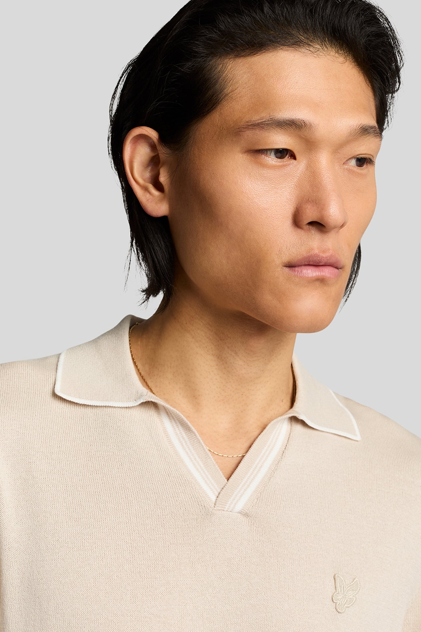 TIPPED KNITTED OPEN COLLAR POLO COVE 5