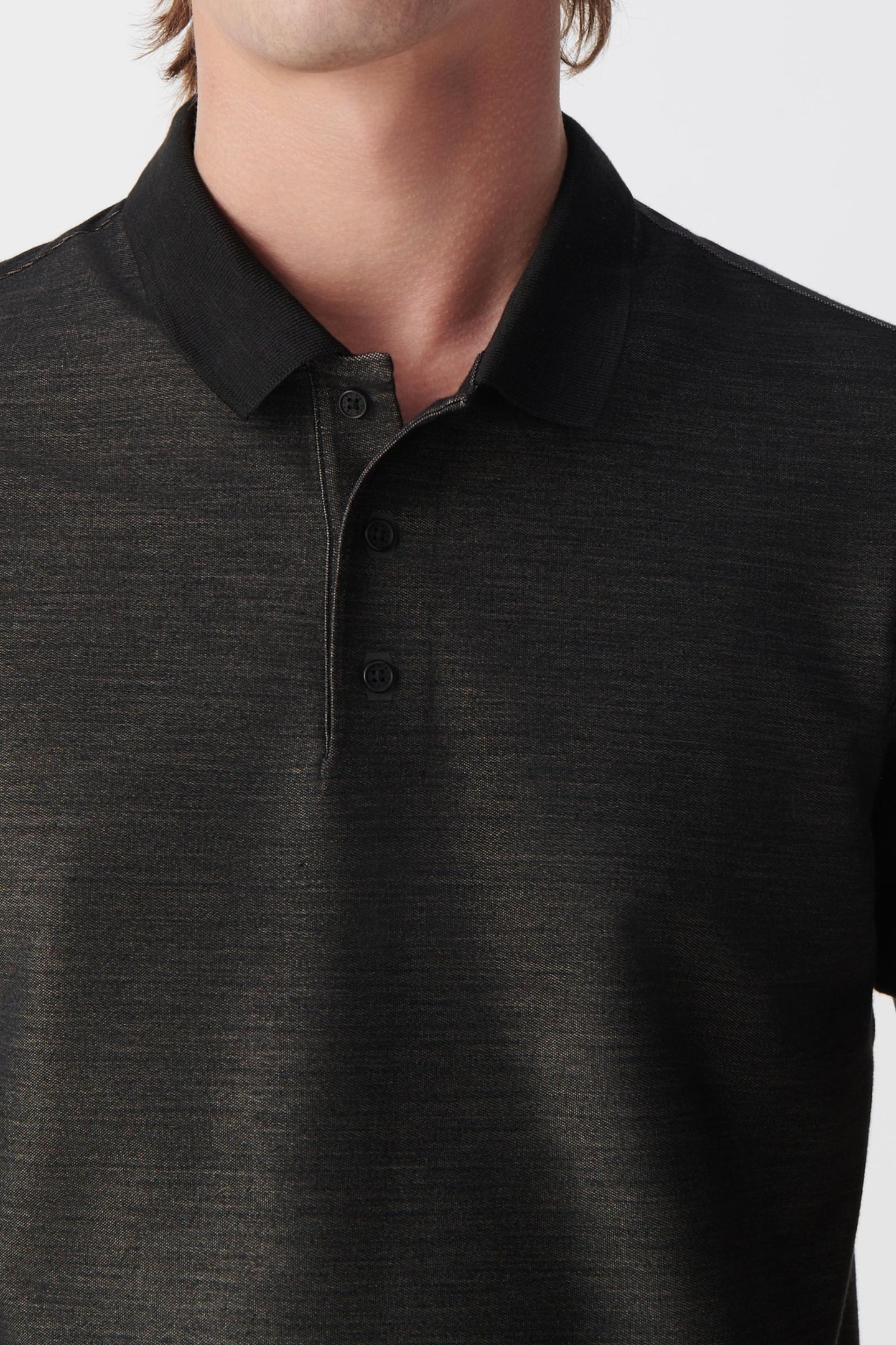 GREY SEAWOOL® SEMI-PLAIN KNIT POLO SHIRT 6