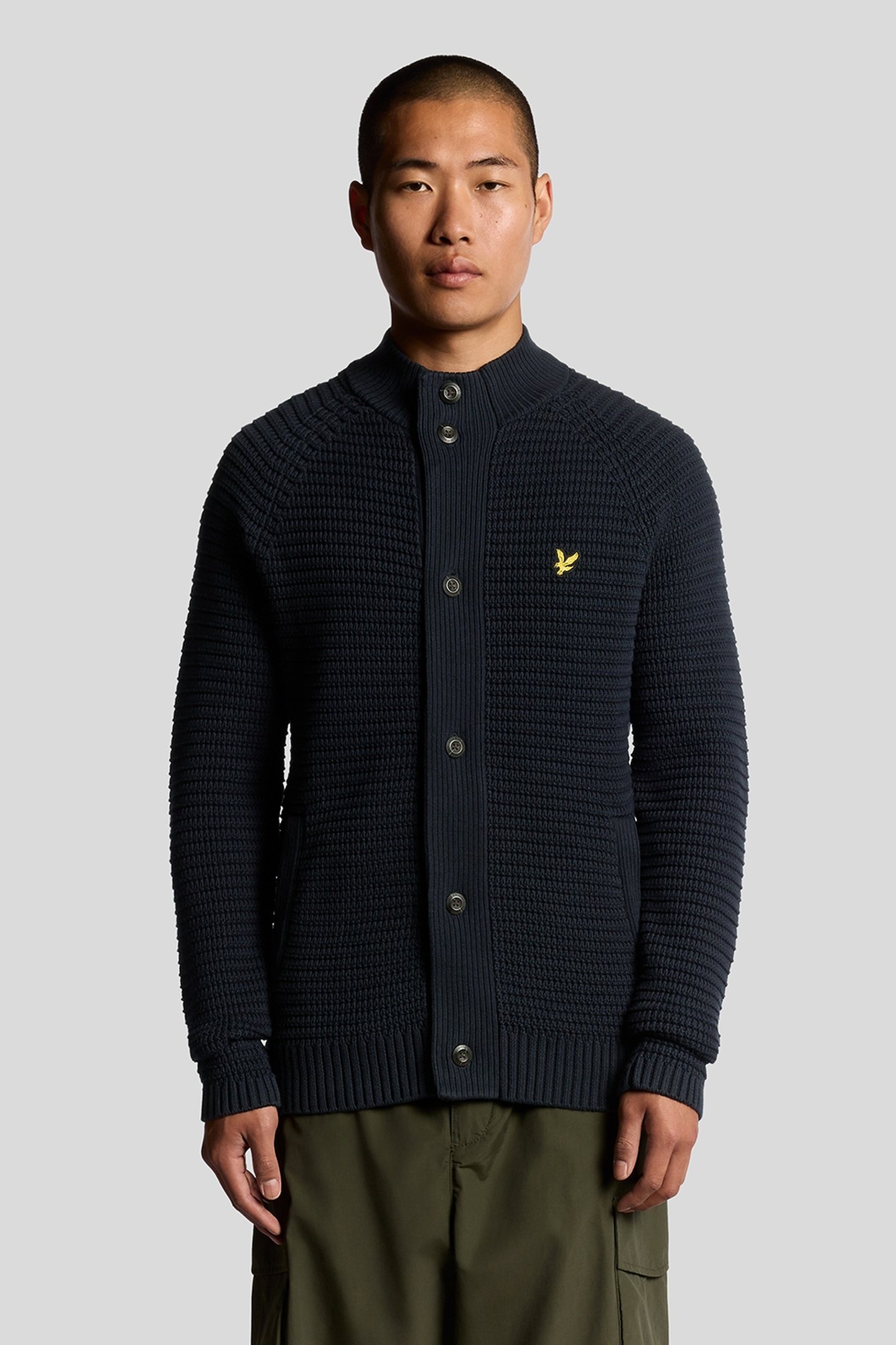 BUTTON THROUGH FUNNEL NECK JUMPER DARK NAVY 1