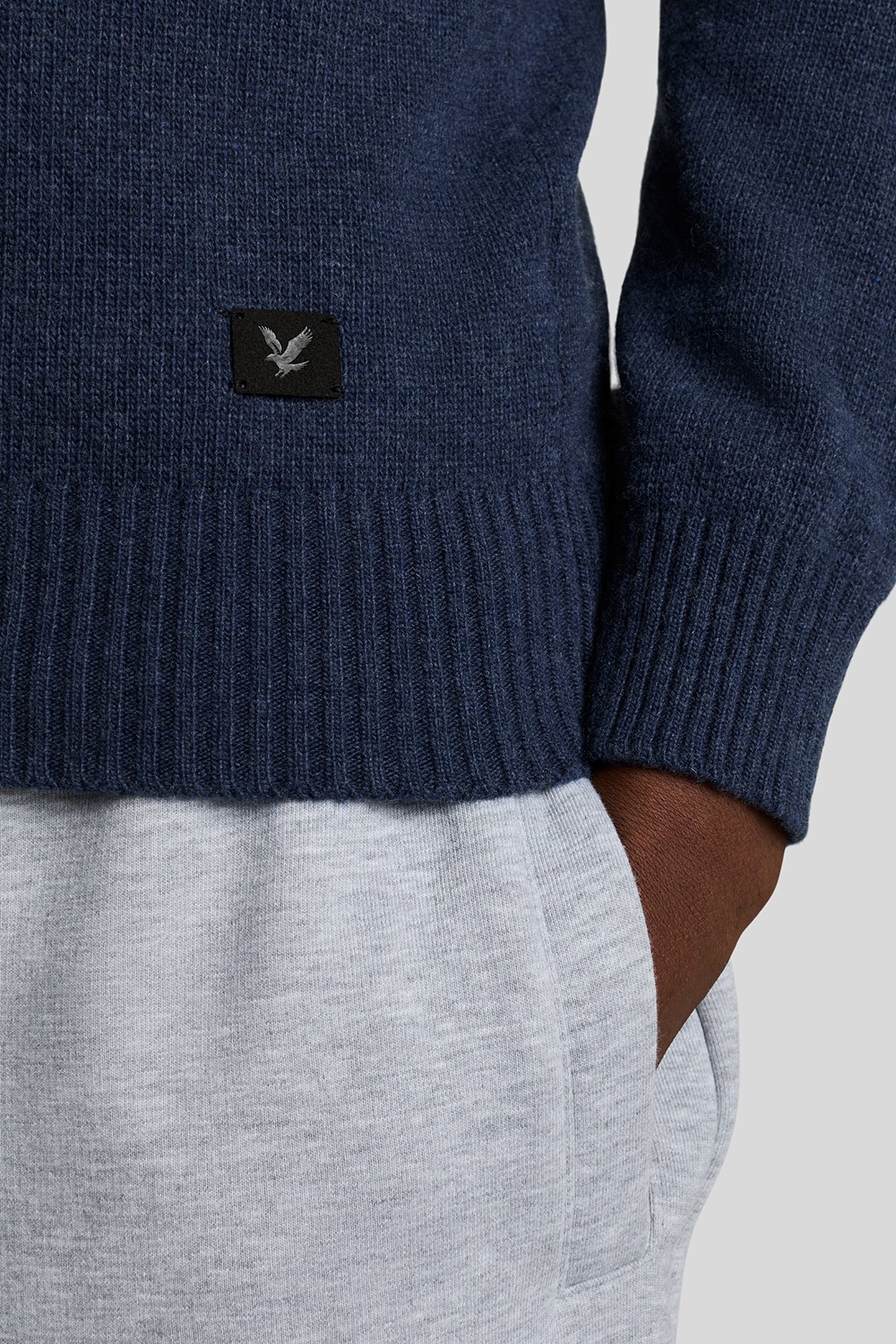 SADDLE SLEEVE QUARTER ZIP JUMPER NAVY HEATHER 4