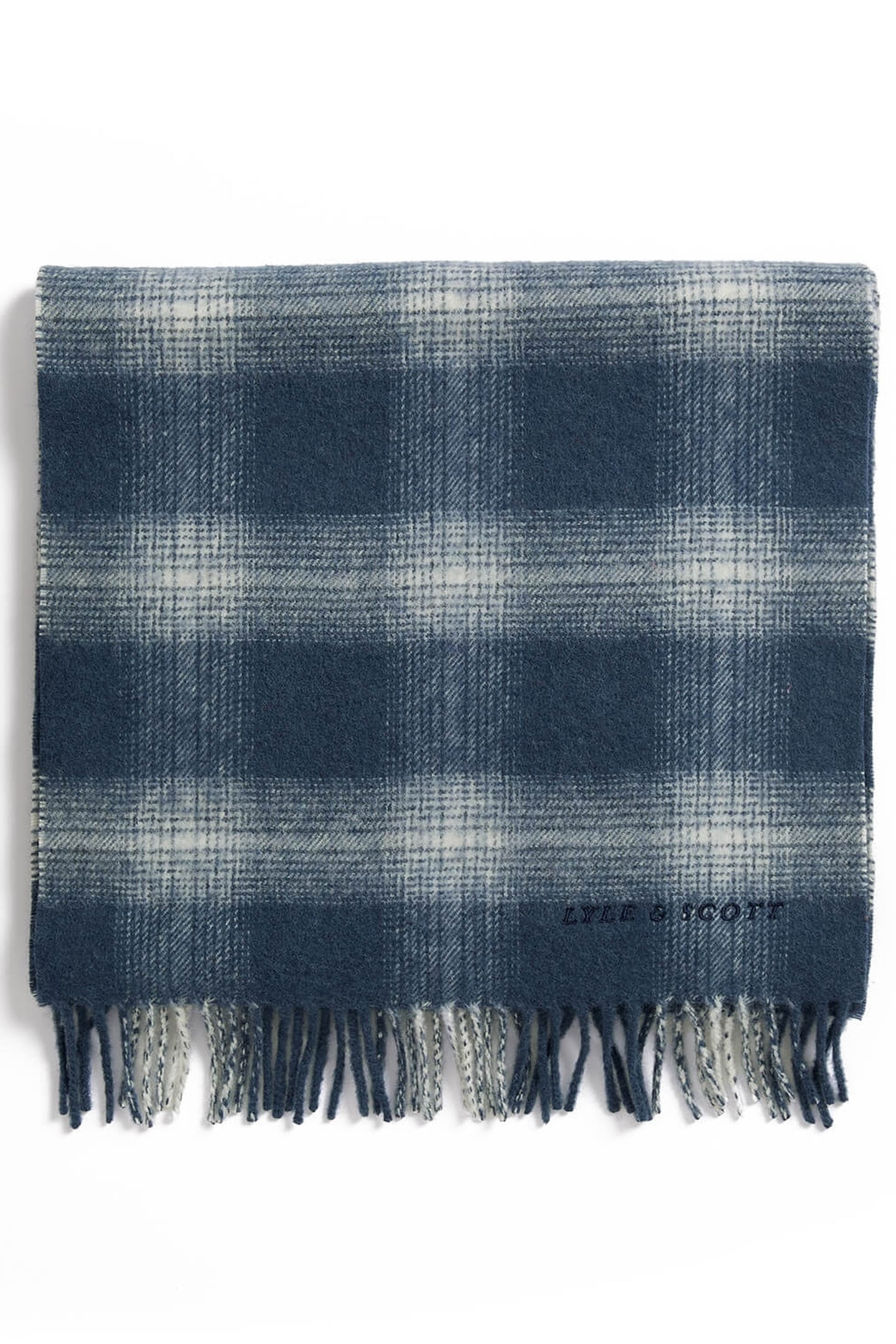 CHECK LAMBSWOOL SCARF NIGHT SKY/WHITE 1
