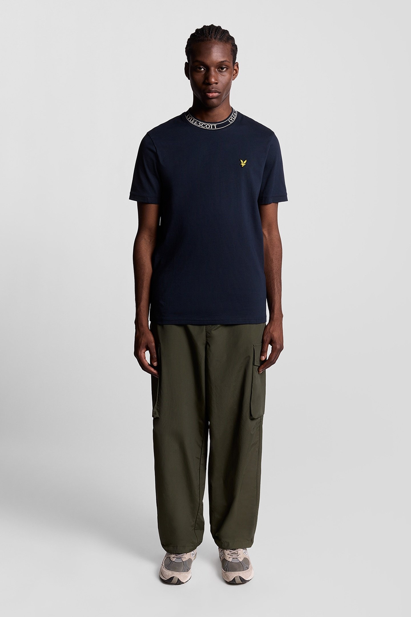 LOGO RIBBED T-SHIRT DARK NAVY/BONE WHITE 2