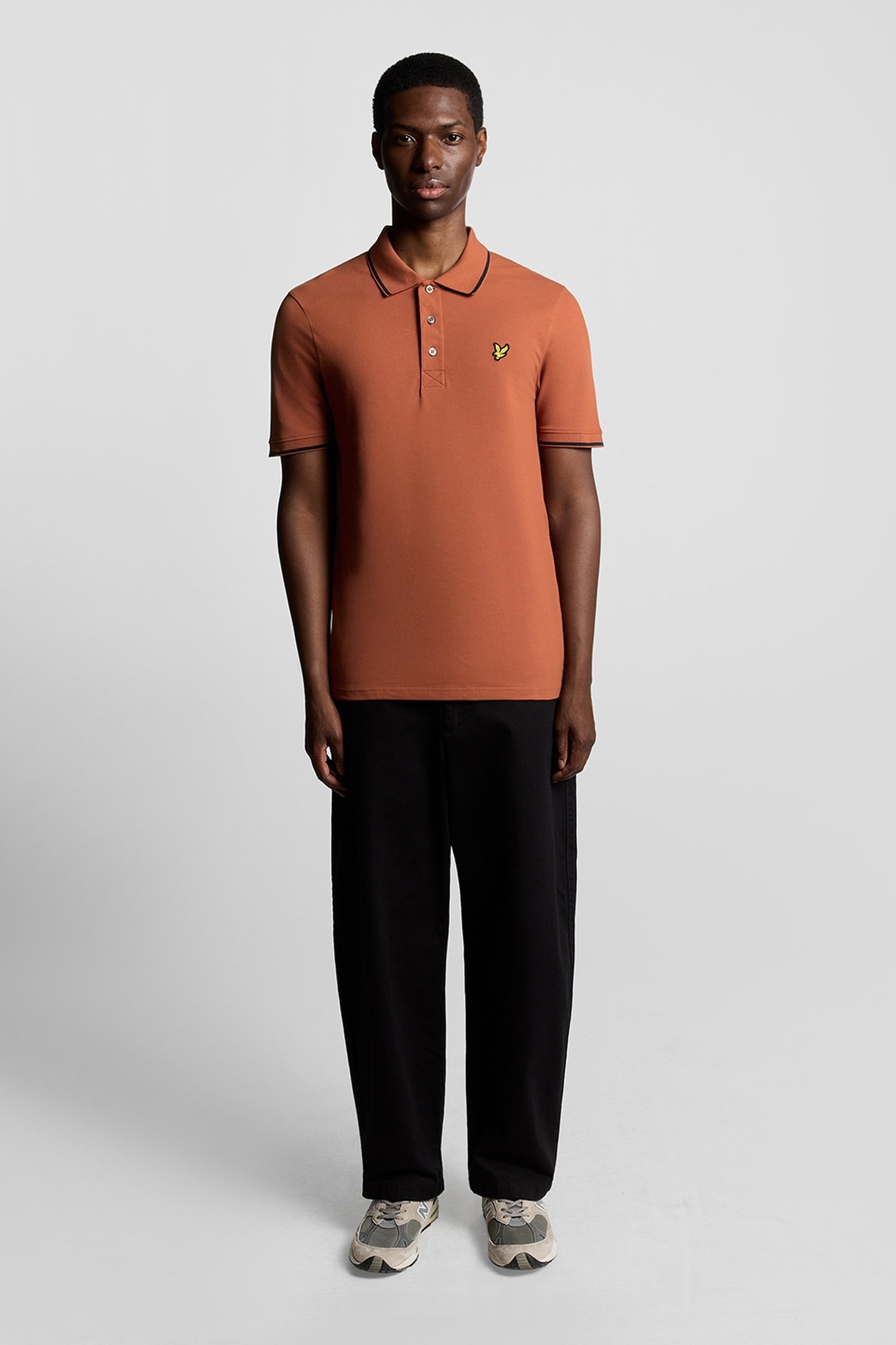 TIPPED POLO SHIRT BRICK/DARK NAVY 1