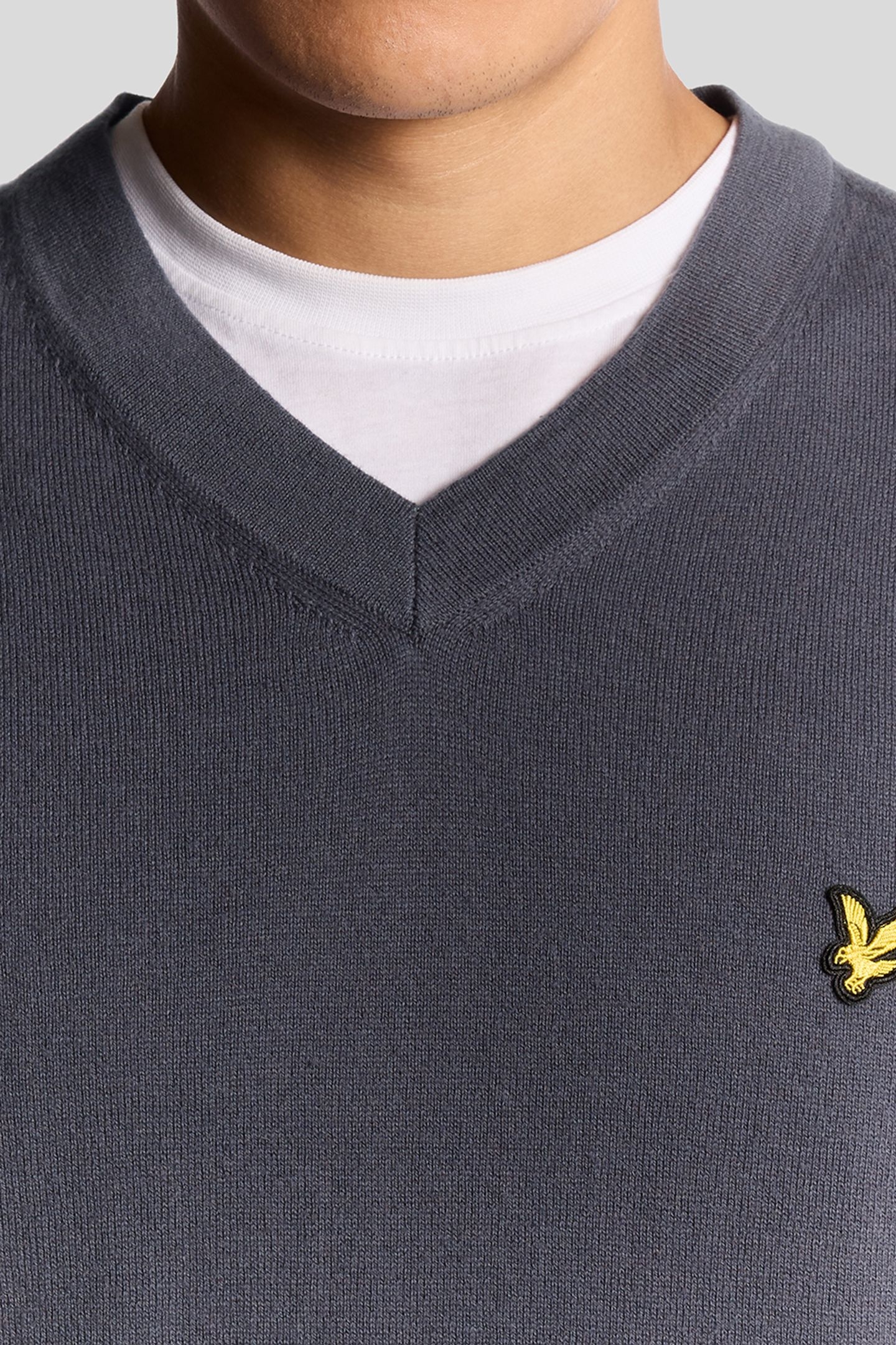 COTTON MERINO V NECK JUMPER GRAYSTONE 6