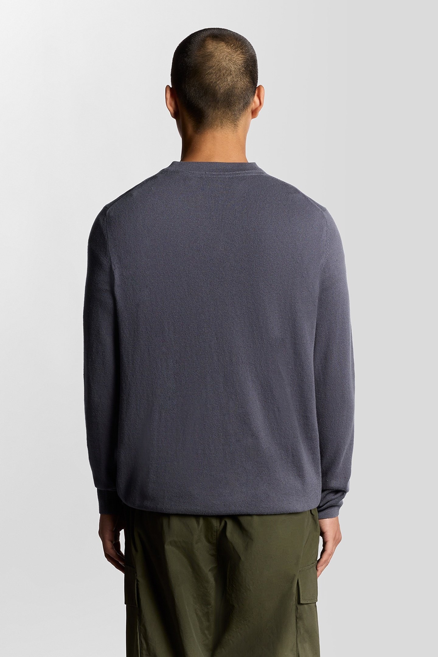 COTTON MERINO V NECK JUMPER GRAYSTONE 3