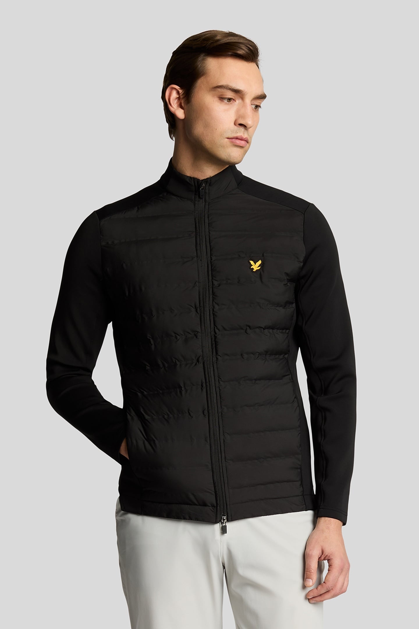 HYBRID QUILTED FULL ZIP GOLF JACKET JET BLACK 1