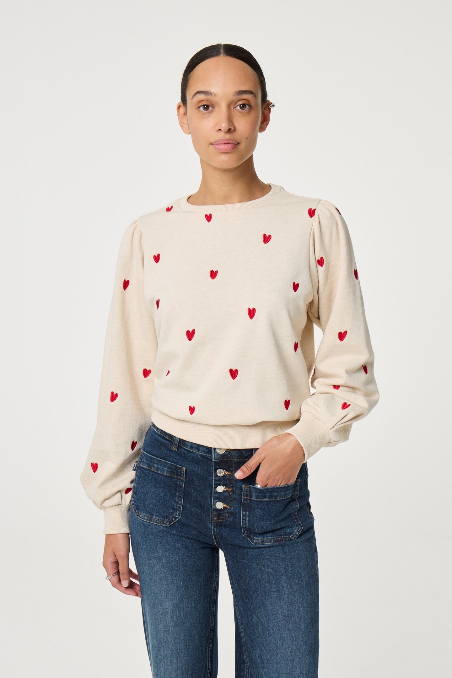 DINA SWEATER OATMEAL / DISCO RED 1