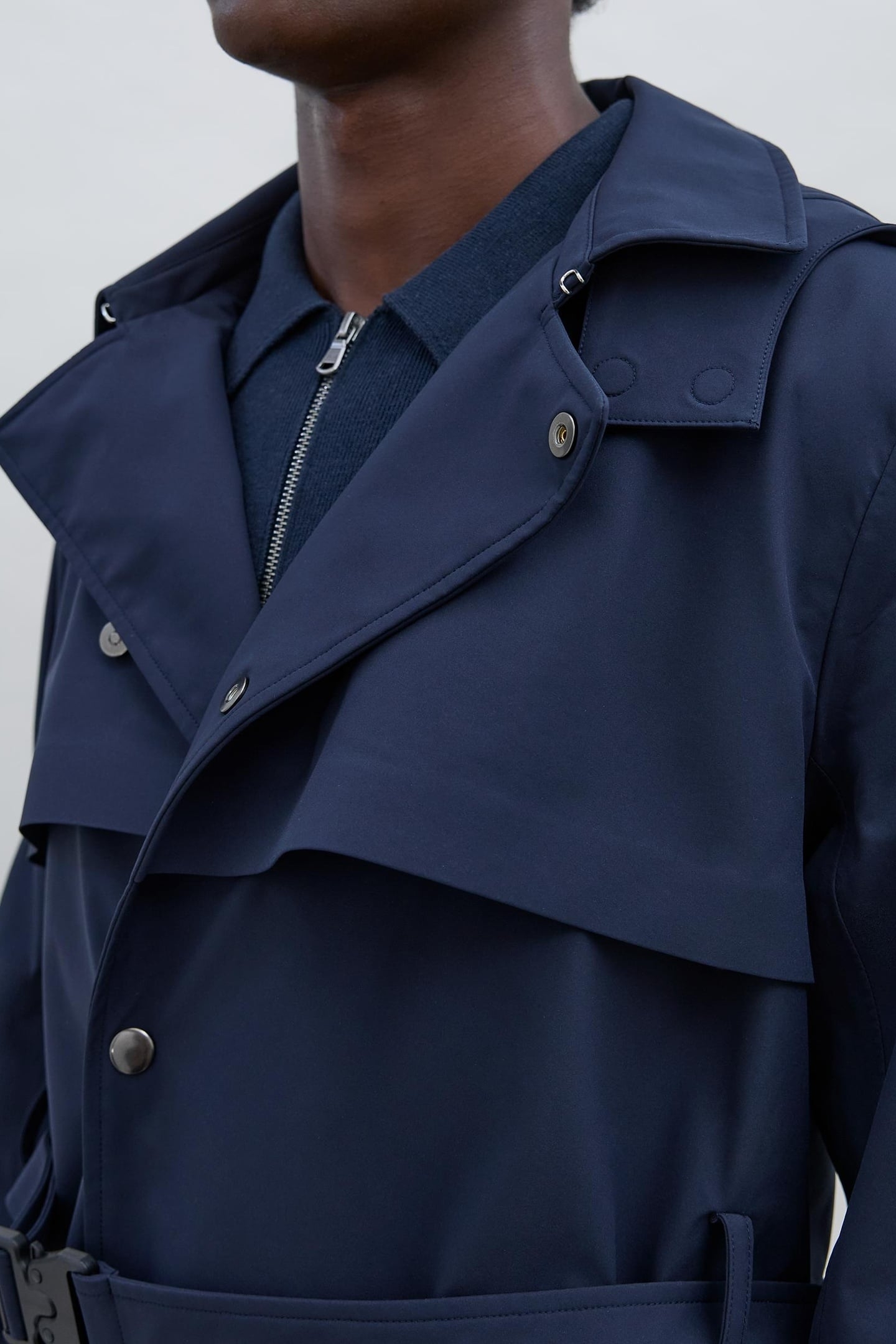 NAVY NYLON WATERPROOF TRENCH COAT 8