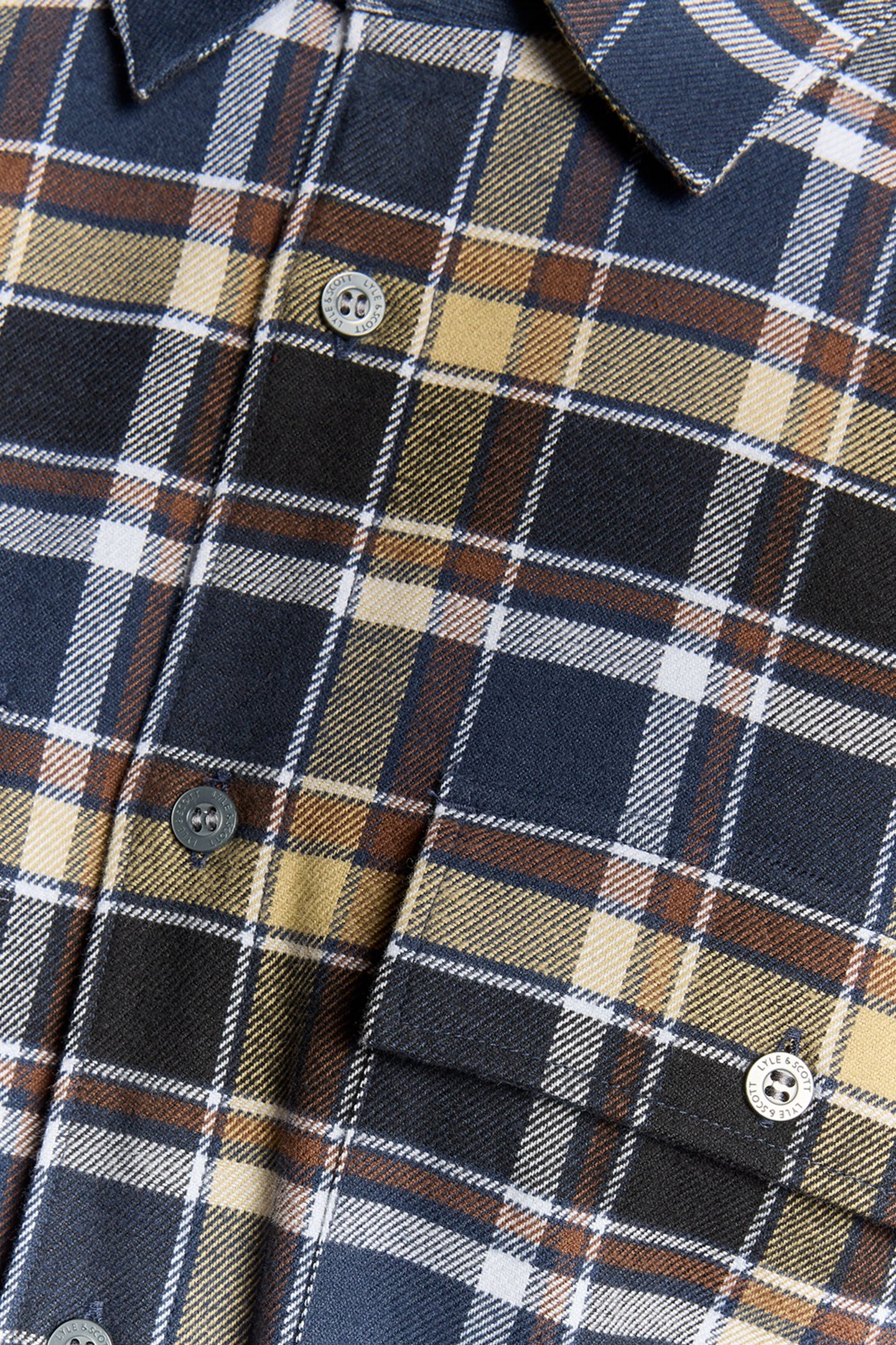 BRUSHED COTTON CHECK SHIRT BLUE NIGHT/GREEN TAN 4