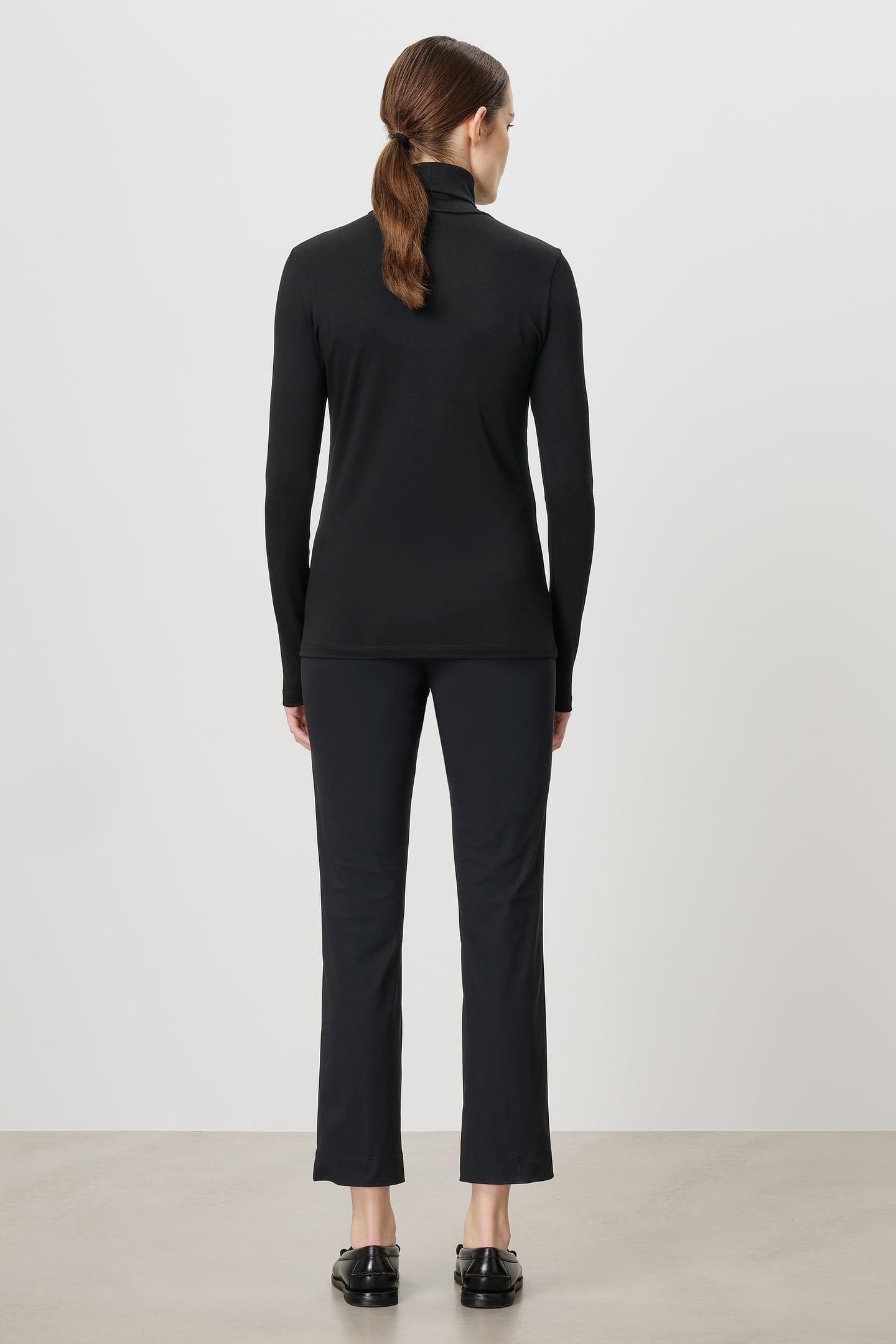 TENCEL ROLL NECK TOP BLACK 4