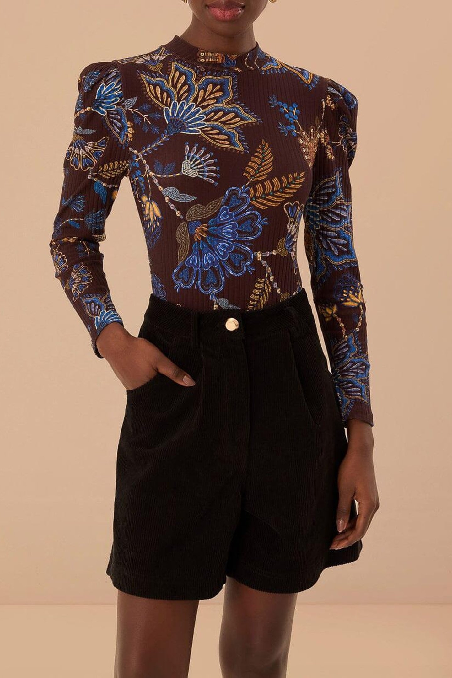 EMBROIDERED GARDEN BROWN BODYSUIT 2