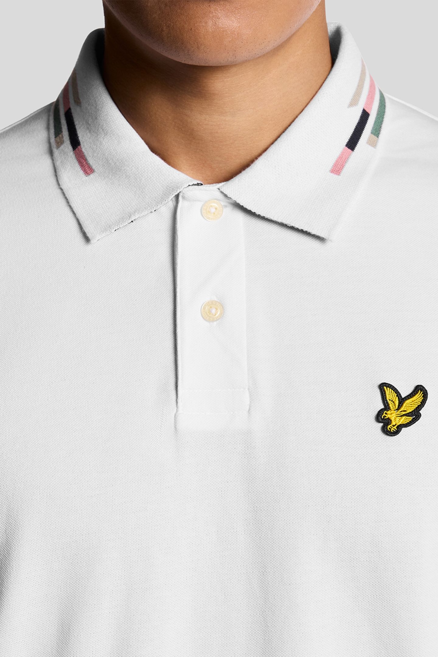 STRIPED TIPPED POLO SHIRT WHITE/DARK NAVY 6