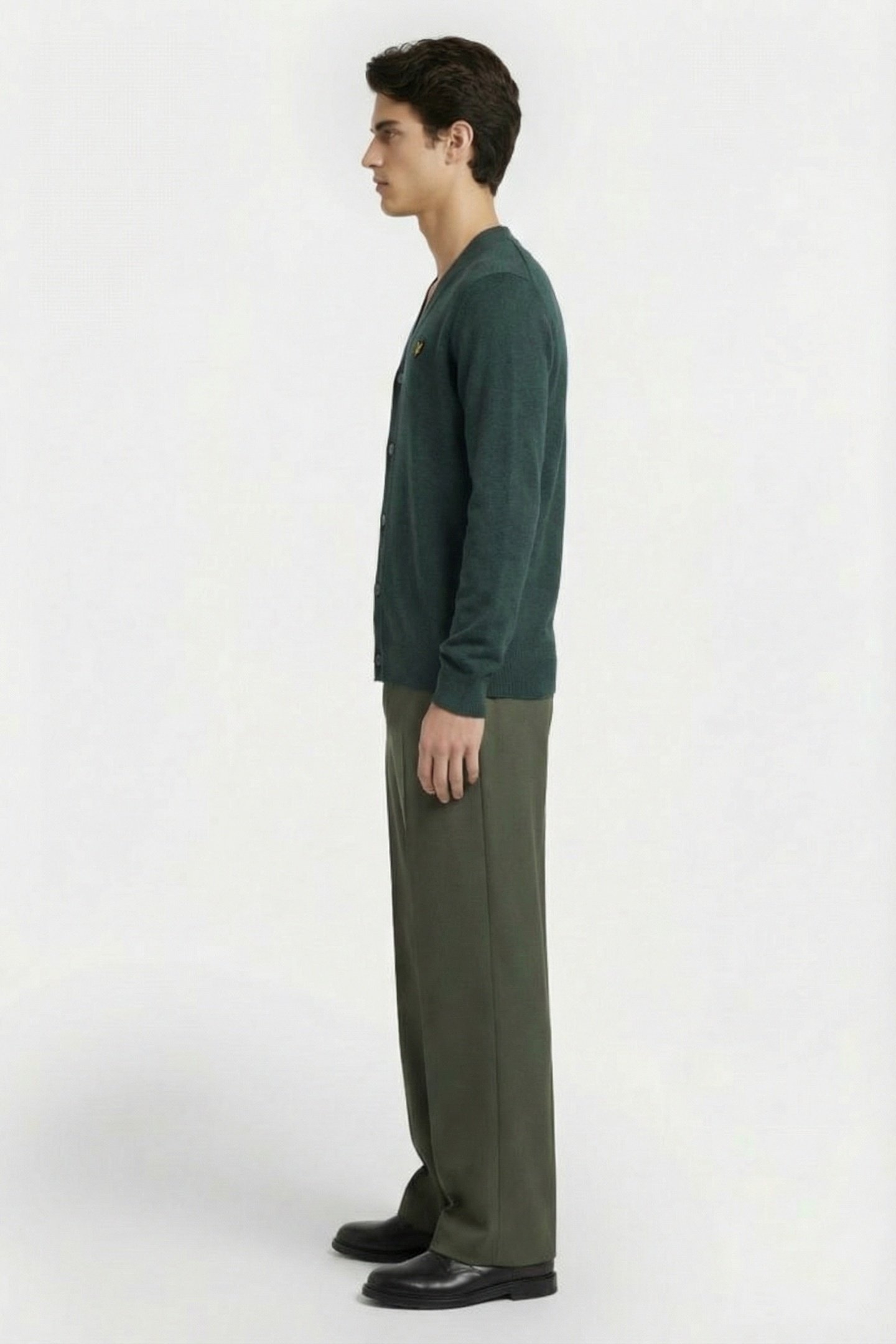 COTTON MERINO V NECK CARDIGAN ARGYLE TEAL 4