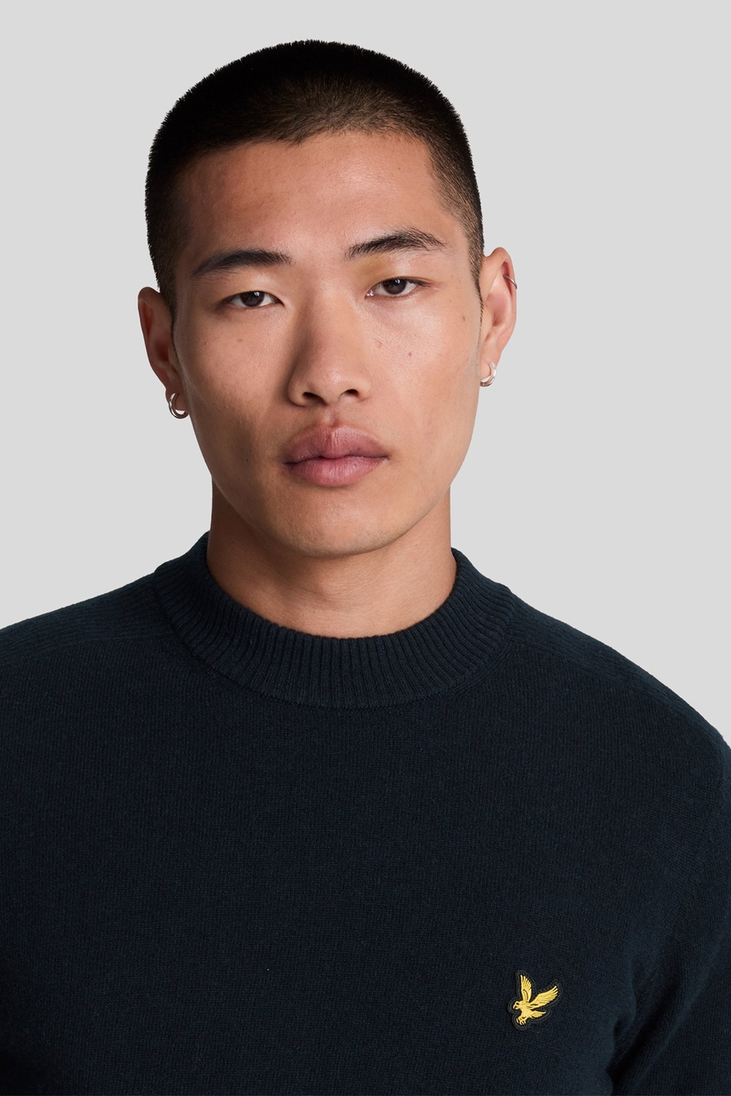 LAMBSWOOL BLEND MOCK NECK JUMPER DARK NAVY 5