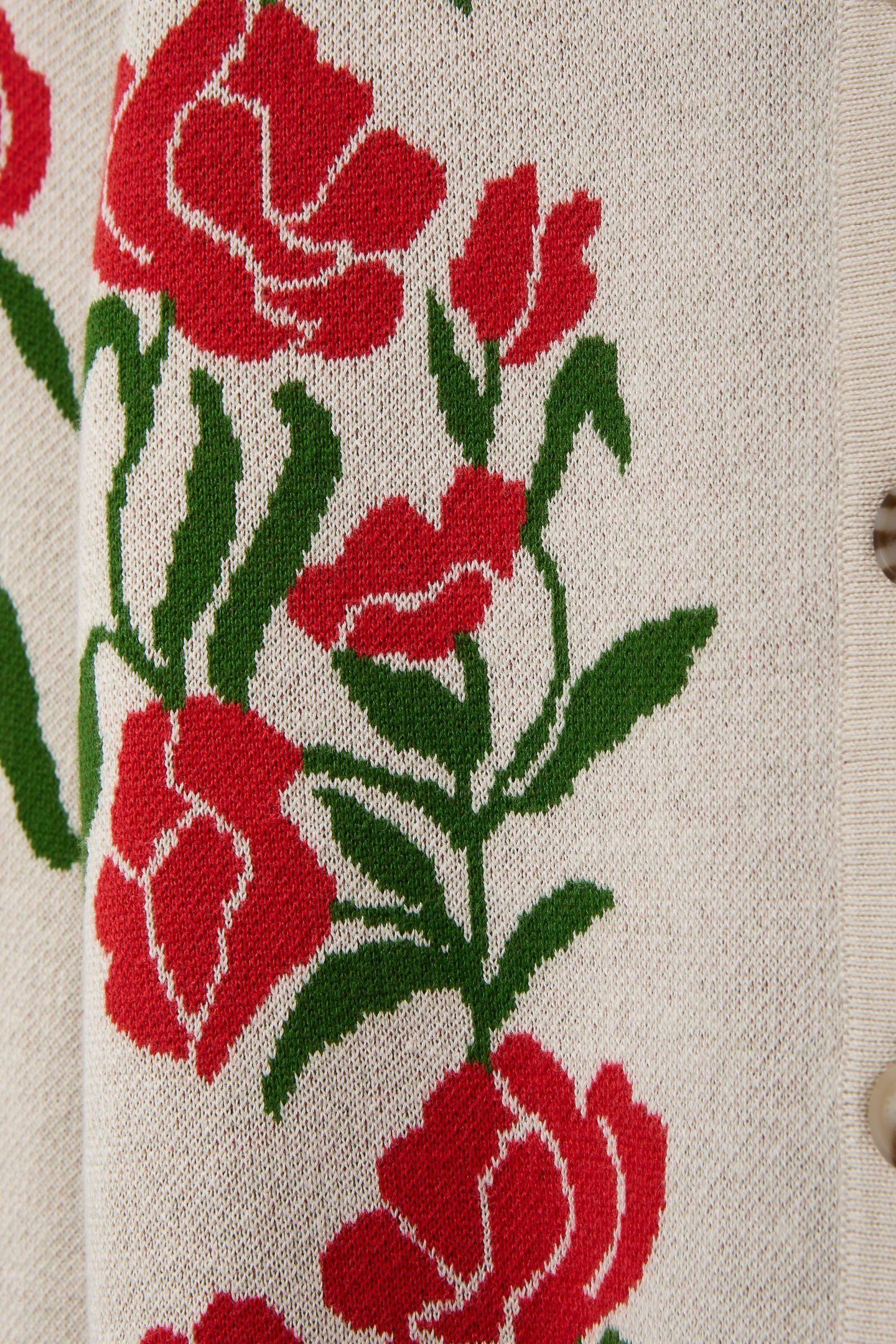 CREW NECK CARDIGAN WHITECAP GRAY/POINSETTIA/GARDEN GREEN 6