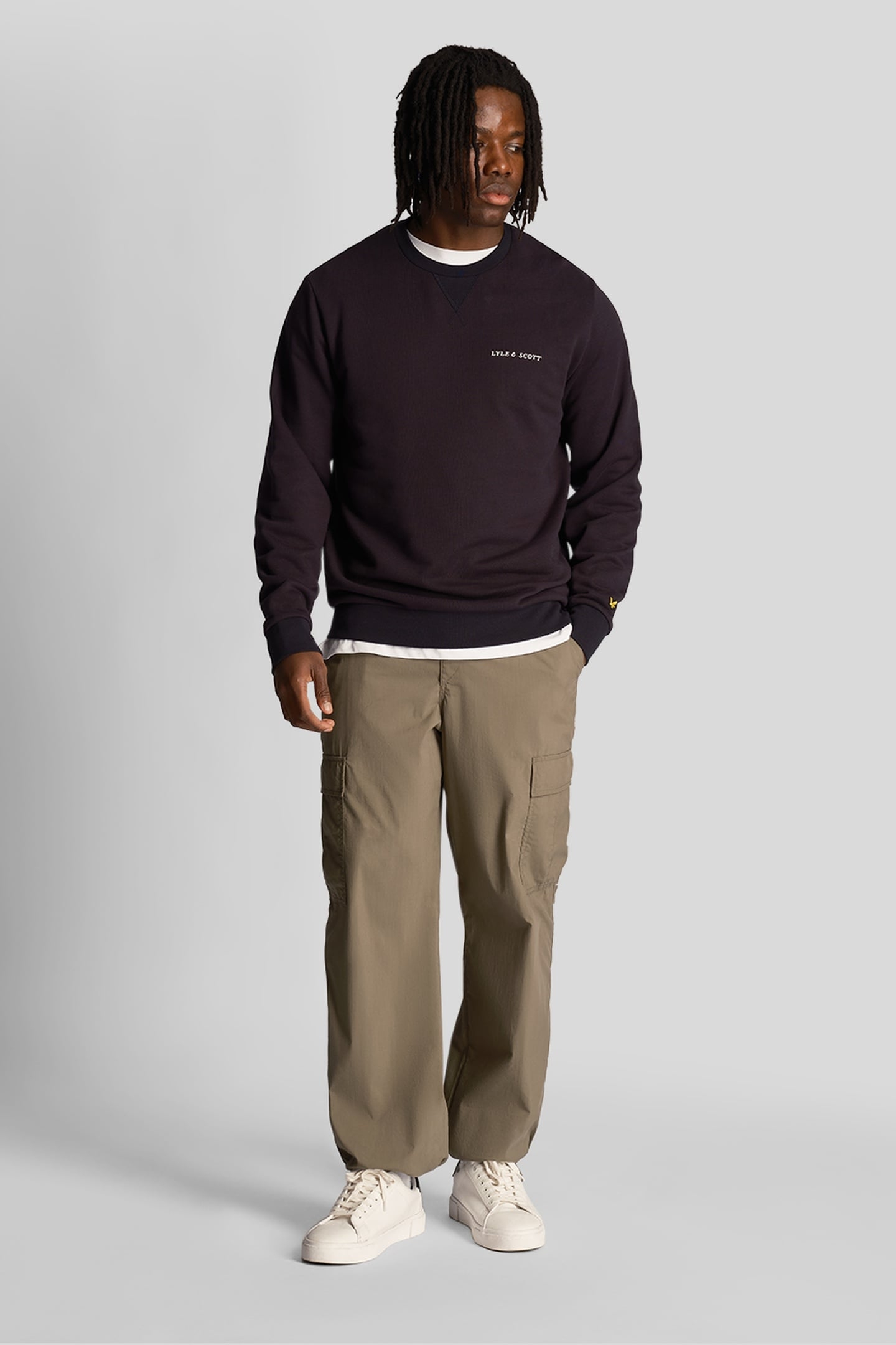 LOOPBACK EMBROIDERED CREW NECK SWEATSHIRT DARK NAVY 1