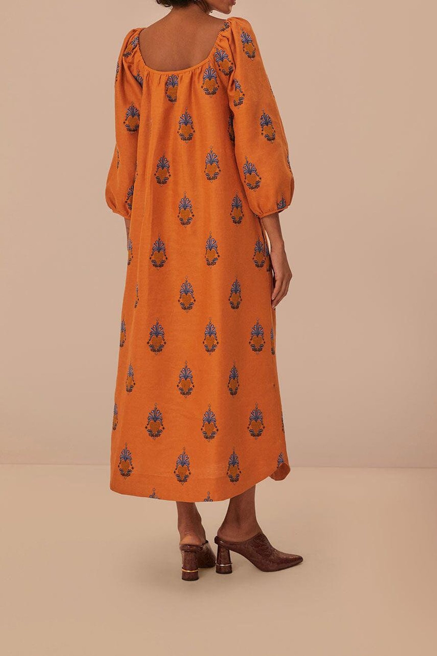 YELLOW EMBROIDERED MIDI DRESS 3